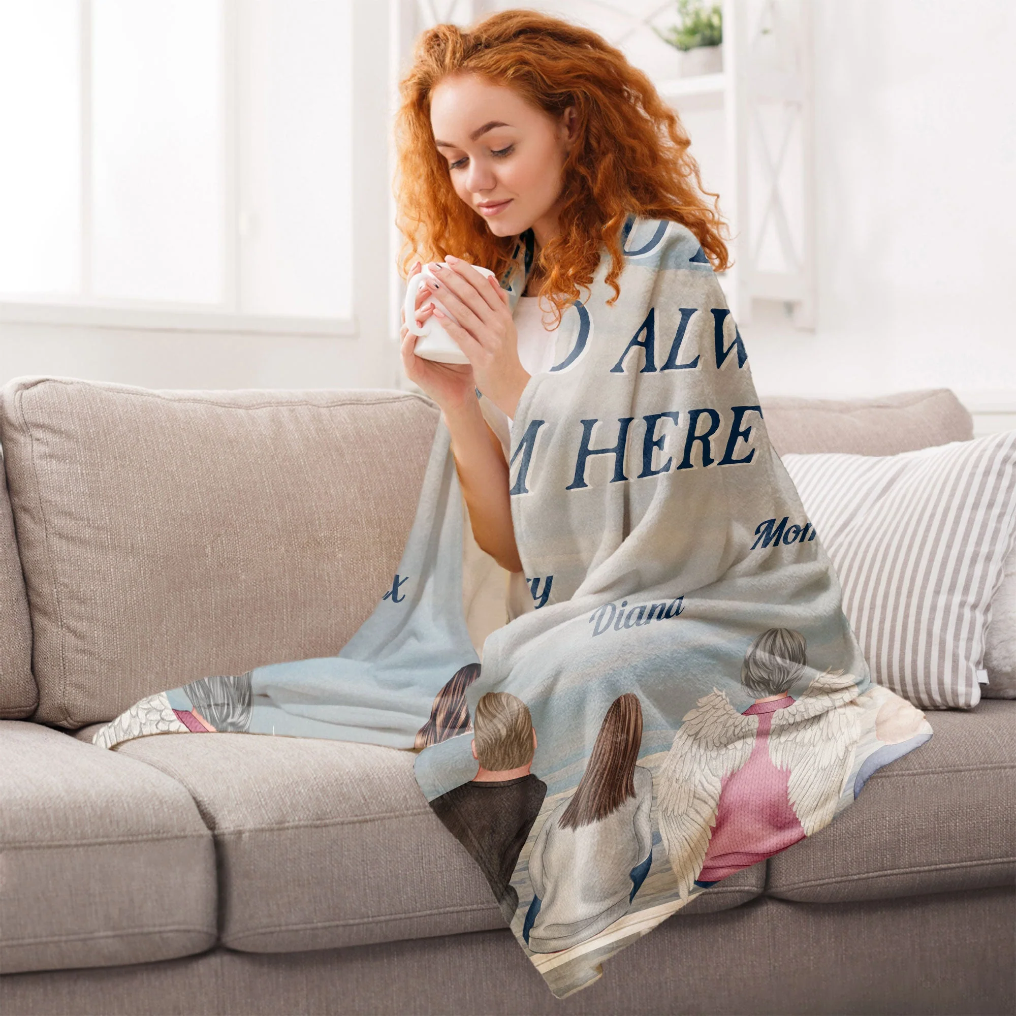 A Hug From Heaven, I'm Always By Your Side - Personalized Blanket - Mother's Day Gift, Memorial Blanket For Family, Grief, Sympathy, Comfort Gift - Image 5