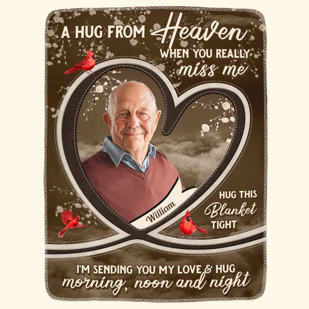 A Hug From Heaven I'm Sending You My Love & Hug - Personalized Photo Blanket - Image 2