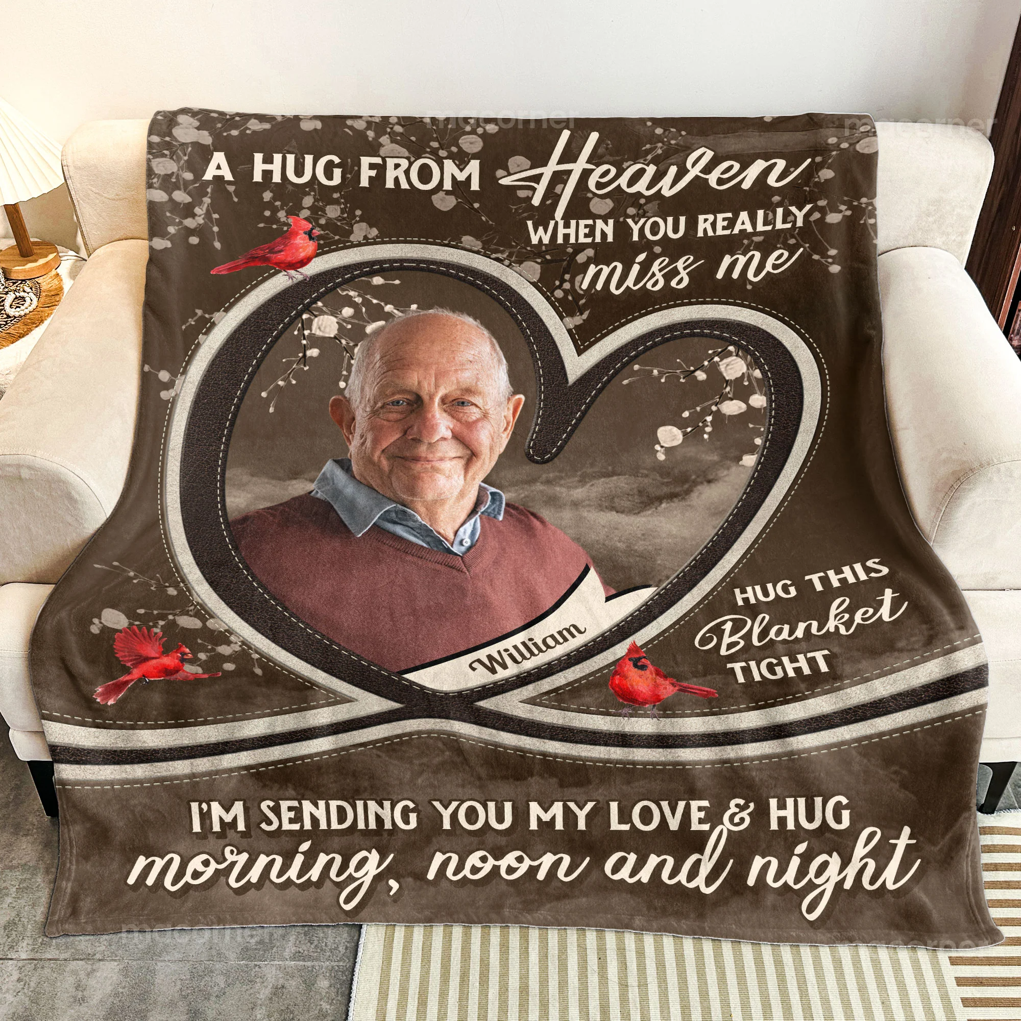 A Hug From Heaven I'm Sending You My Love & Hug - Personalized Photo Blanket - Image 5