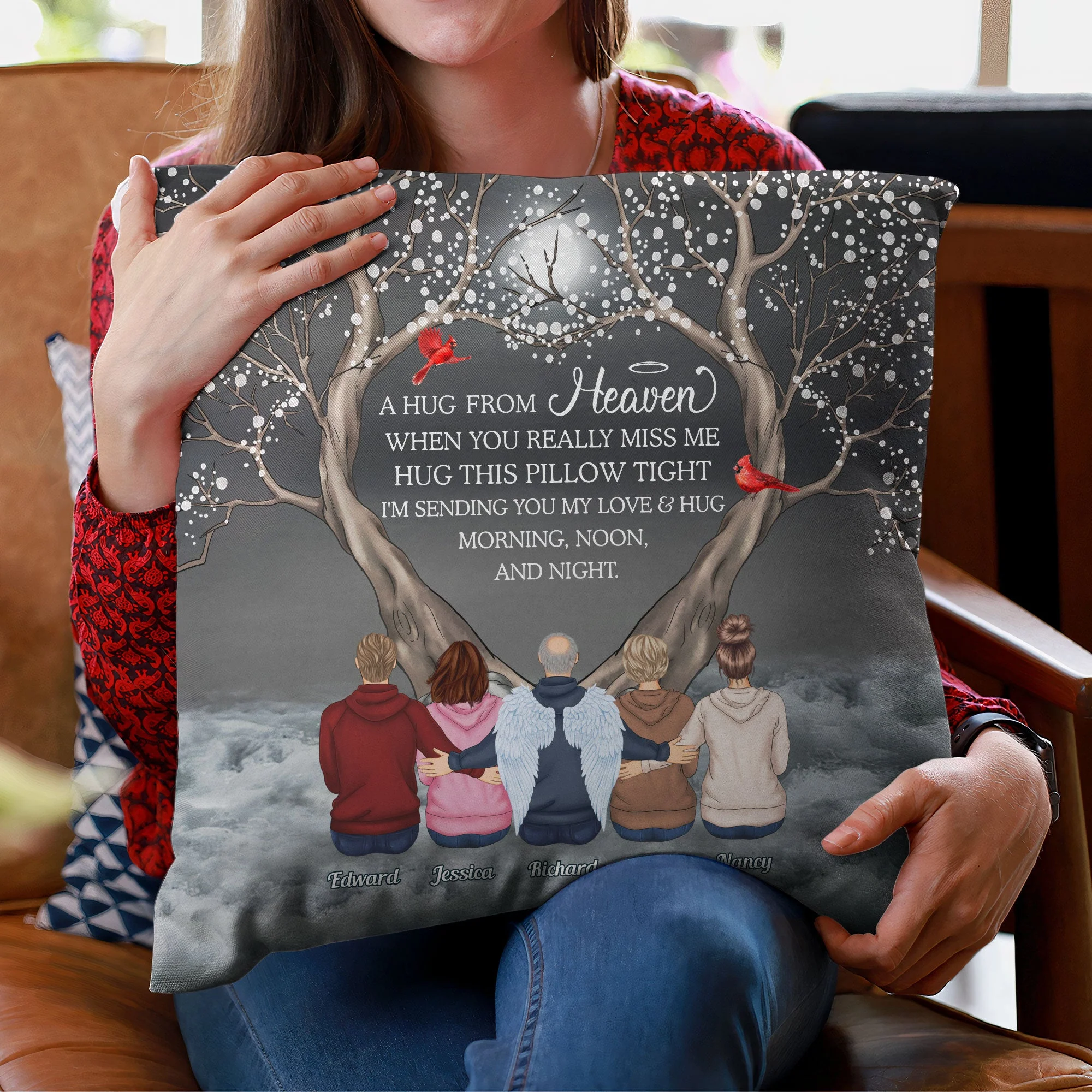 A Hug From Heaven Memorial Gift For Family - Personalized Pillow - Image 4