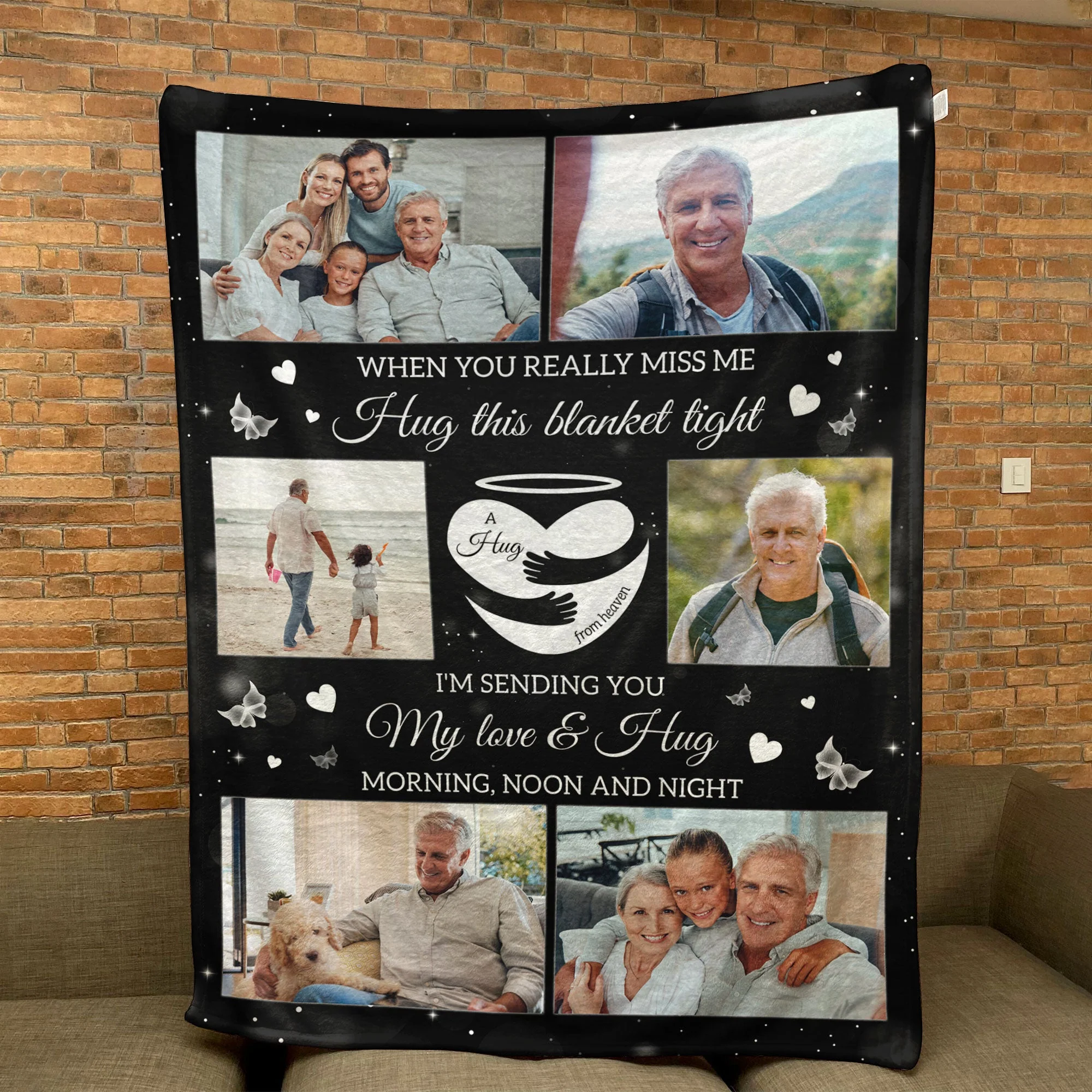 A Hug From Heaven Memorial Gift - Personalized Memory Photo Blanket - Image 2