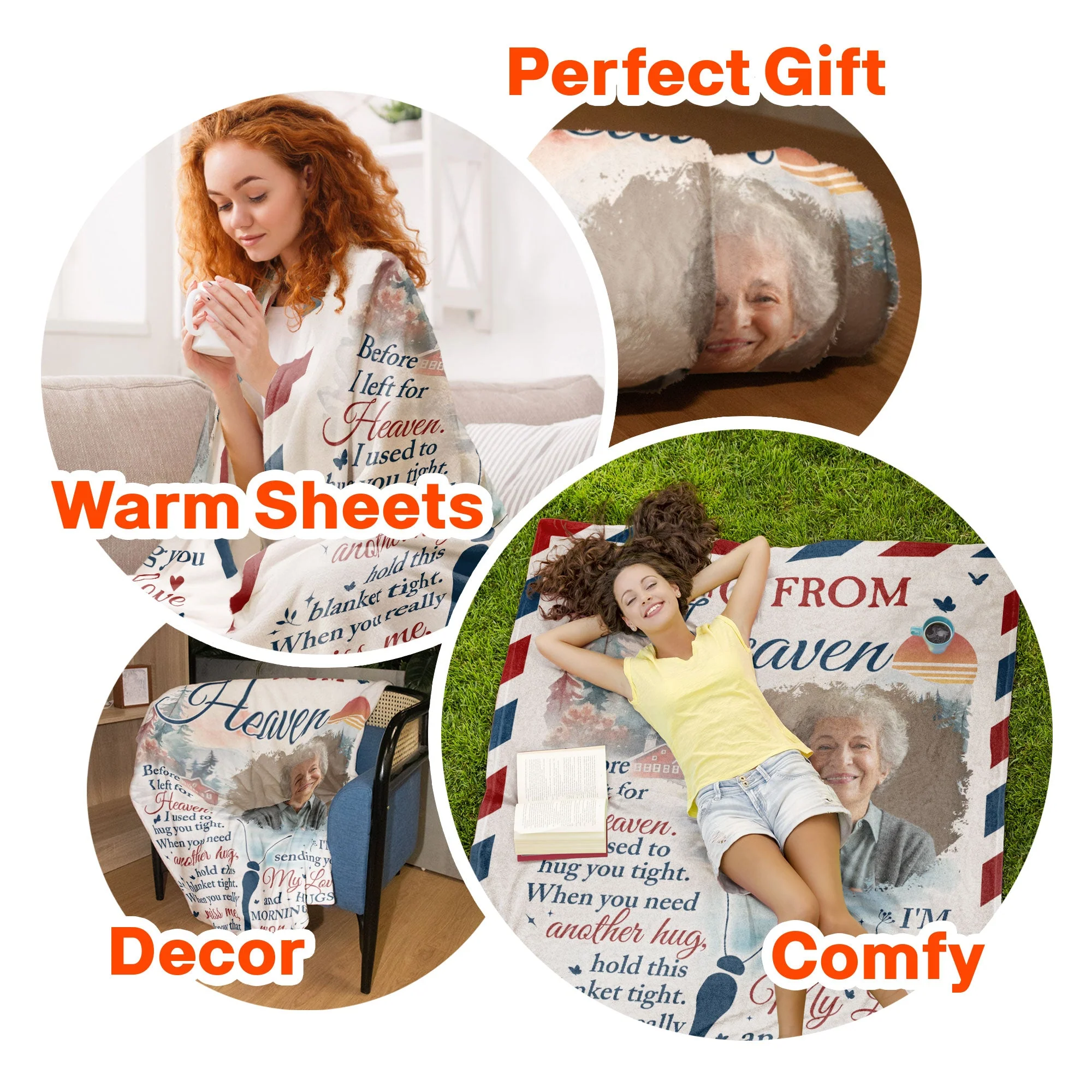 A Hug From Heaven Memorial Gift - Personalized Photo Blanket - Image 8
