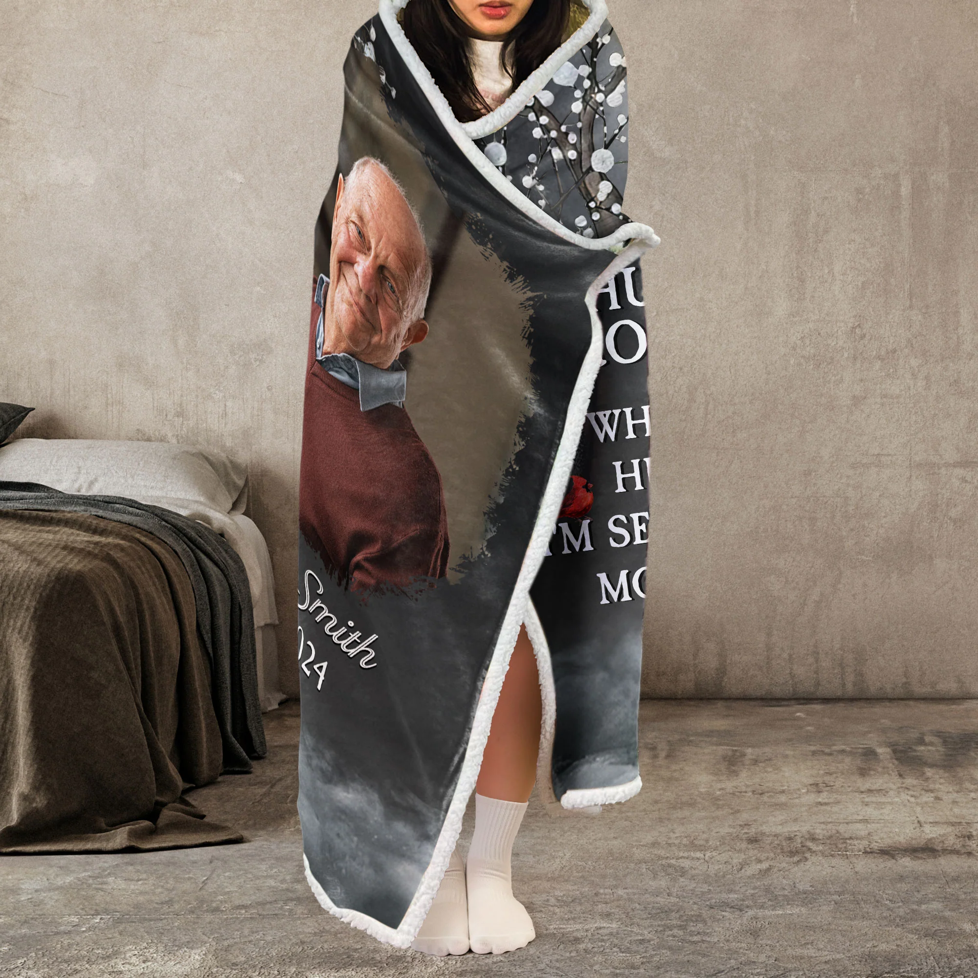 A Hug From Heaven Memorial - Personalized Photo Wearable Blanket Hoodie - Image 6