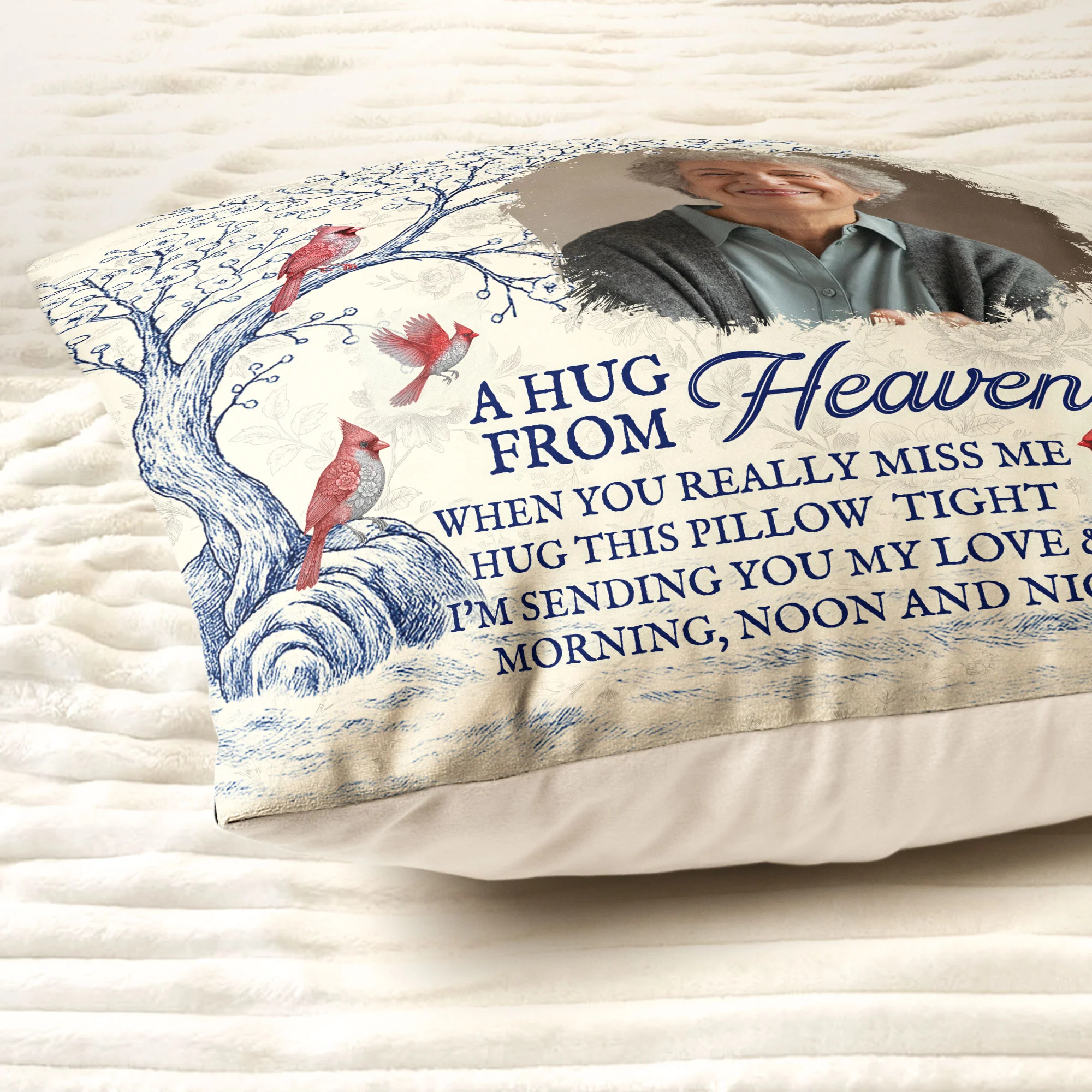 A Hug From Heaven New Version Toile De Jouy Style - Personalized Photo Pillow - Image 4