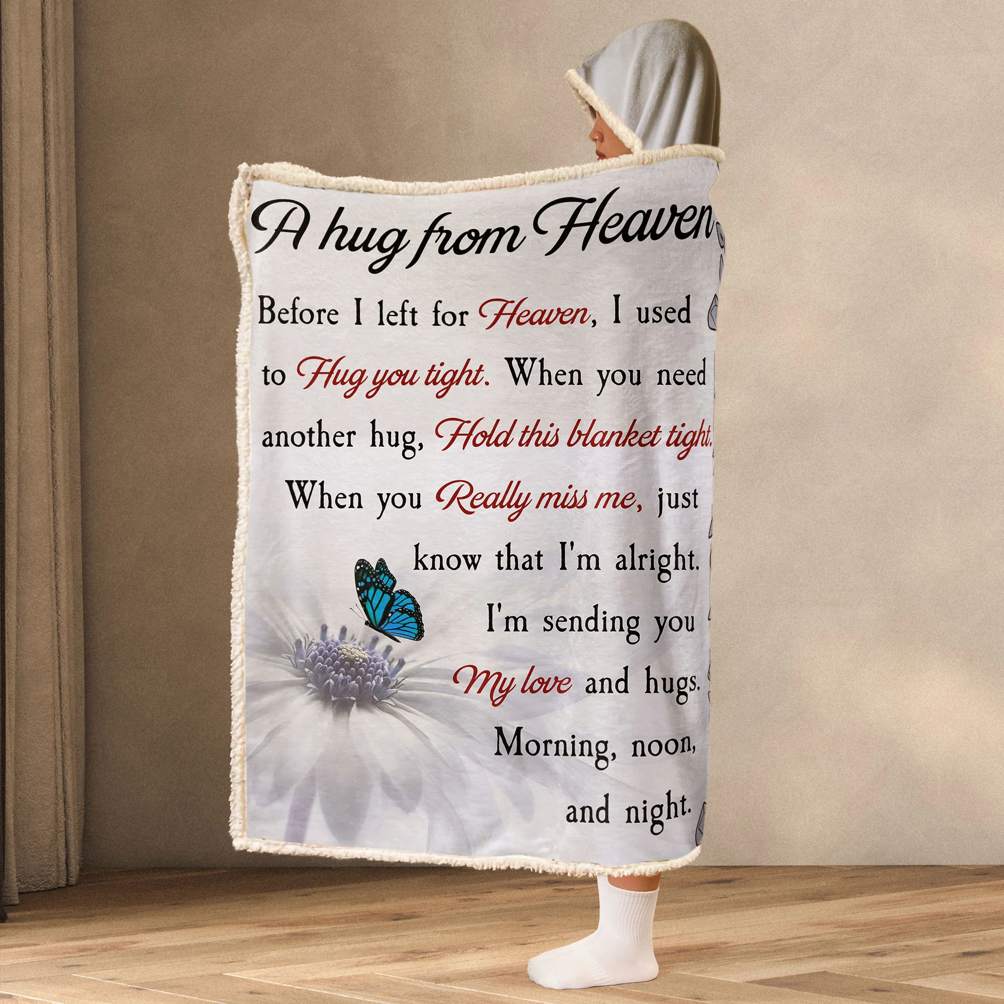 A Hug From Heaven - Personalized Photo Wearable Blanket Hoodie - Image 4