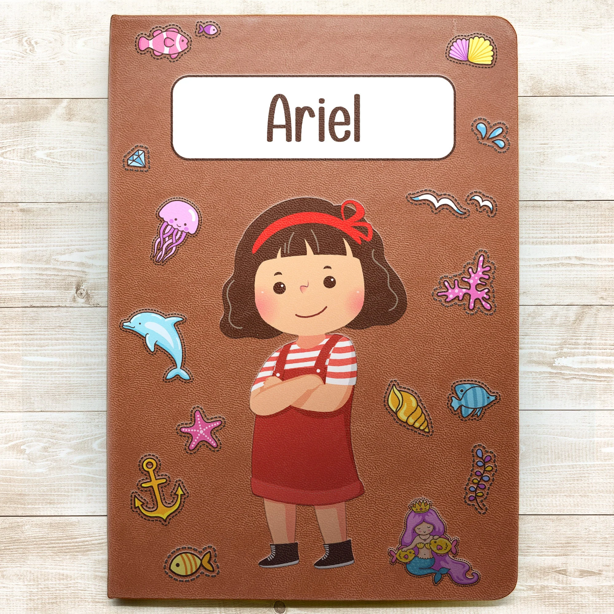 A Little Mermaid Gift For Kids - Personalized Leather Journal - Image 2