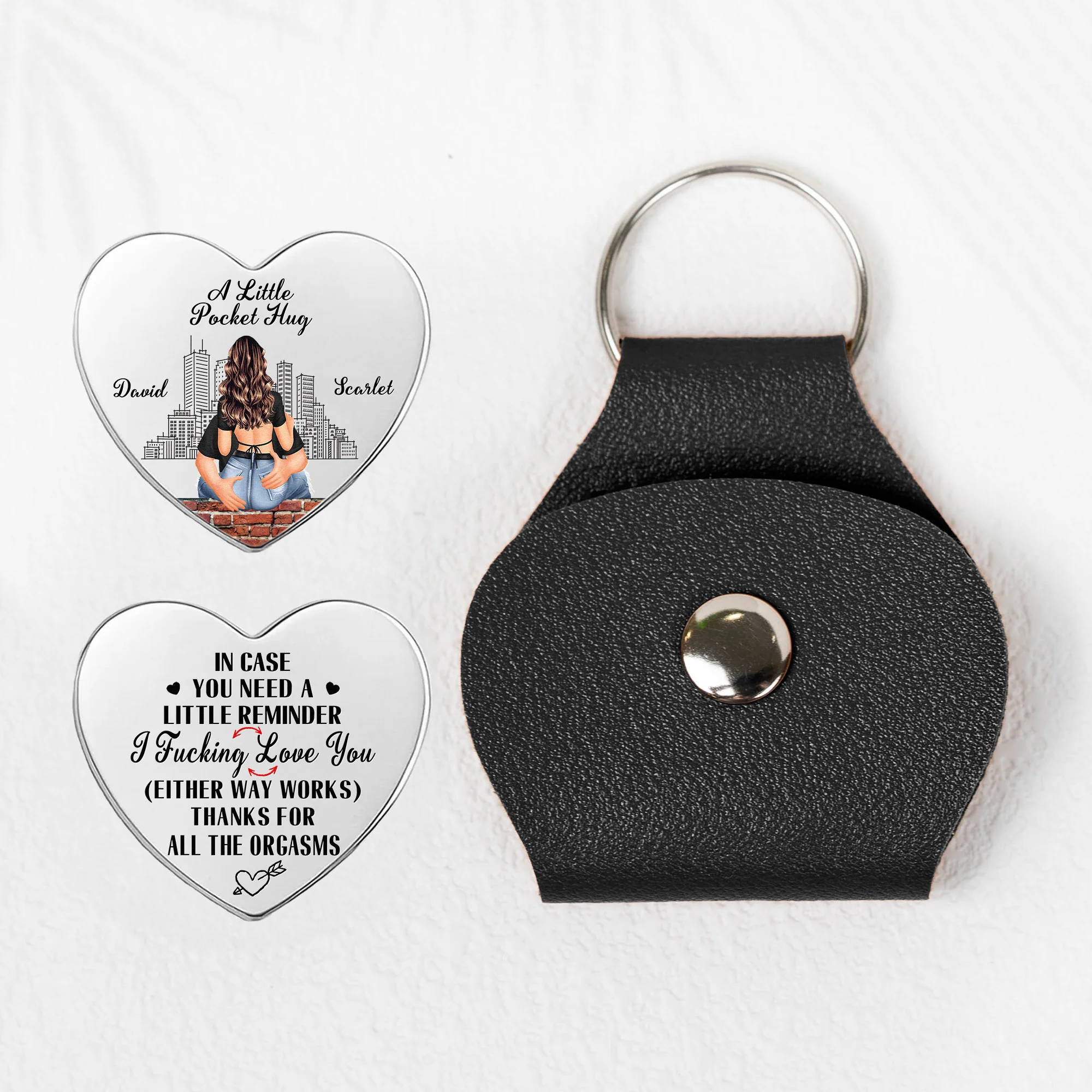 A Little Pocket Hug Couple Anniversary Valentine's Day Gift - Personalized Leather Pocket Hug - Image 3
