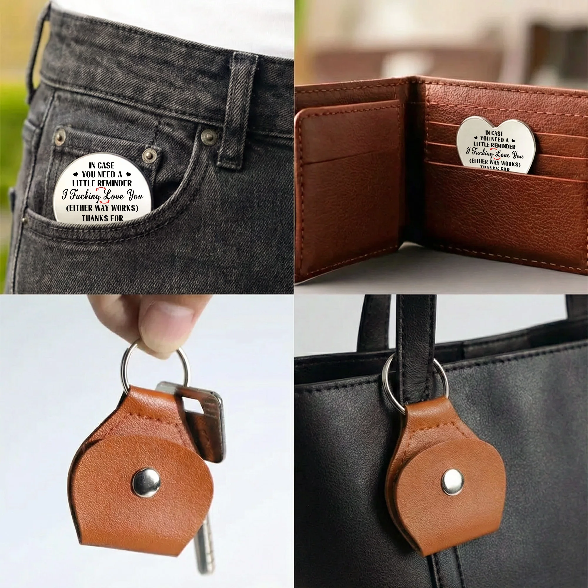 A Little Pocket Hug Couple Anniversary Valentine's Day Gift - Personalized Leather Pocket Hug - Image 4