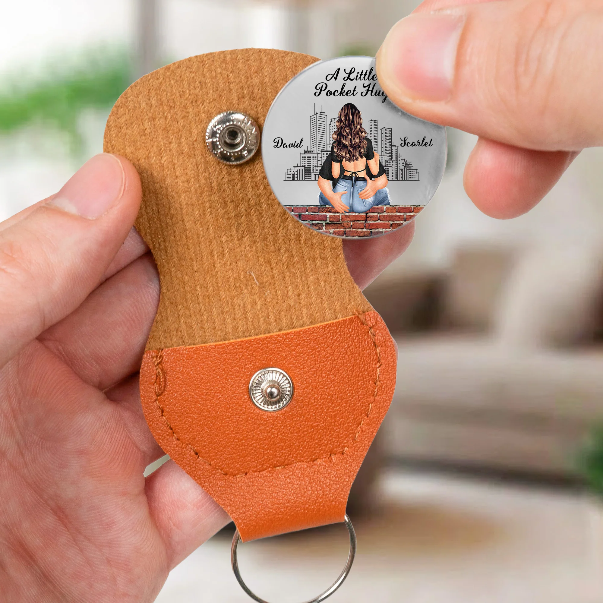 A Little Pocket Hug Couple Anniversary Valentine's Day Gift - Personalized Leather Pocket Hug - Image 5