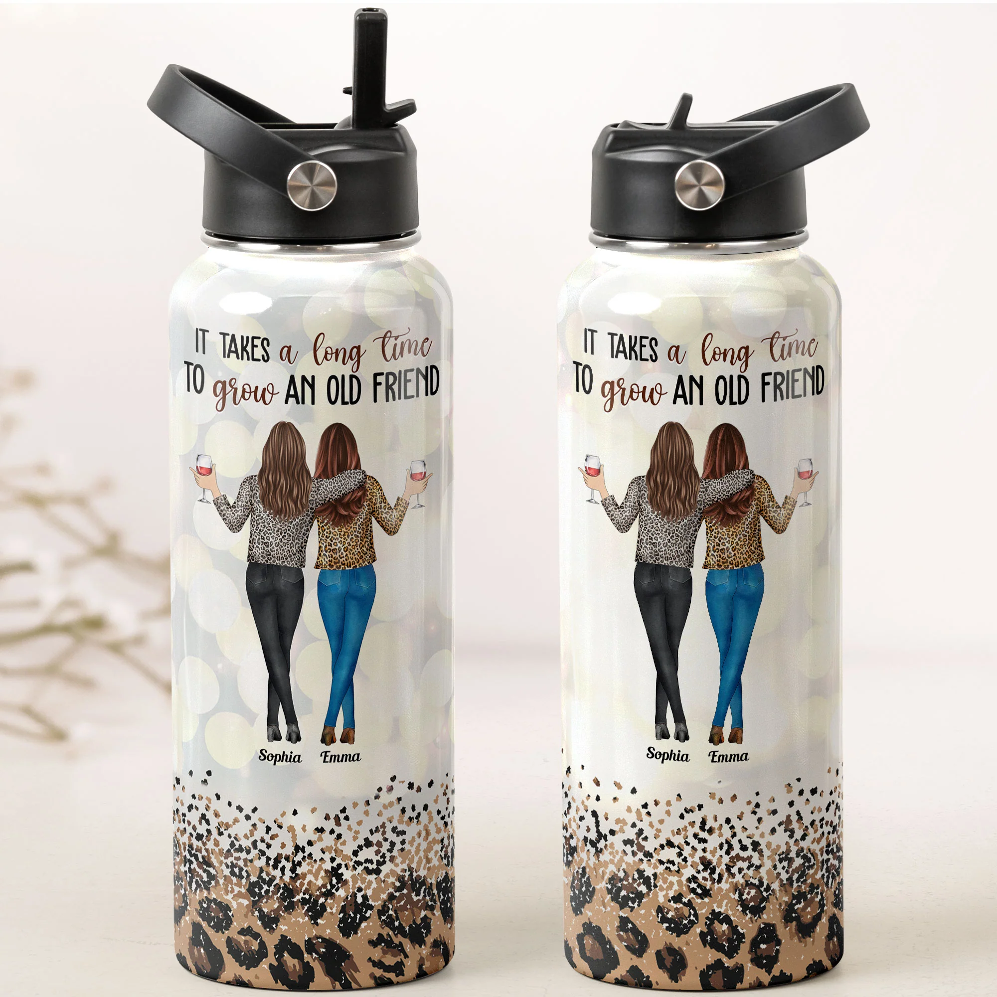 A Long Time To Grow An Old Friend - Personalized Stainless Steel Water Bottle