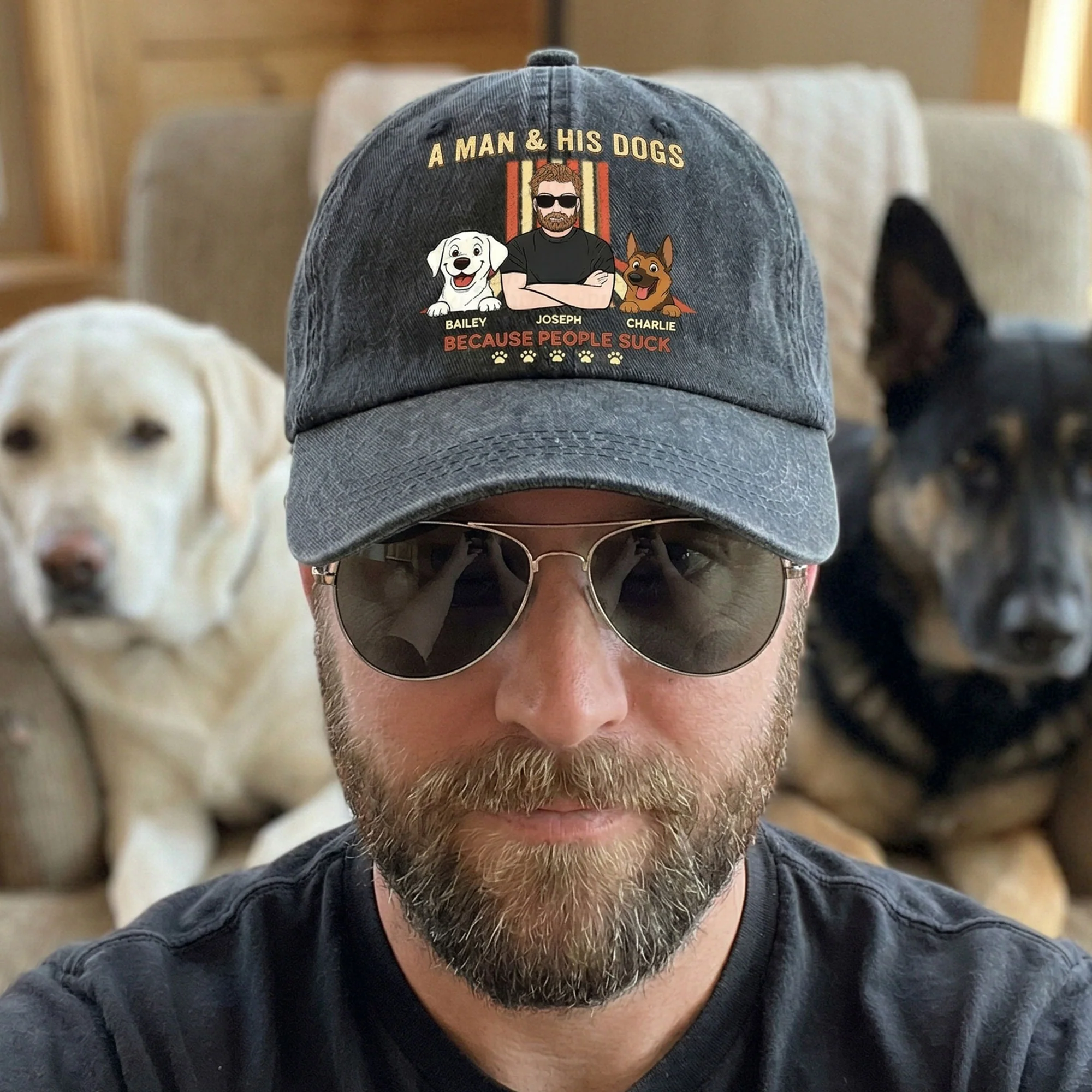 A Man And His Dog Because People Suck - Personalized Cap - Image 3