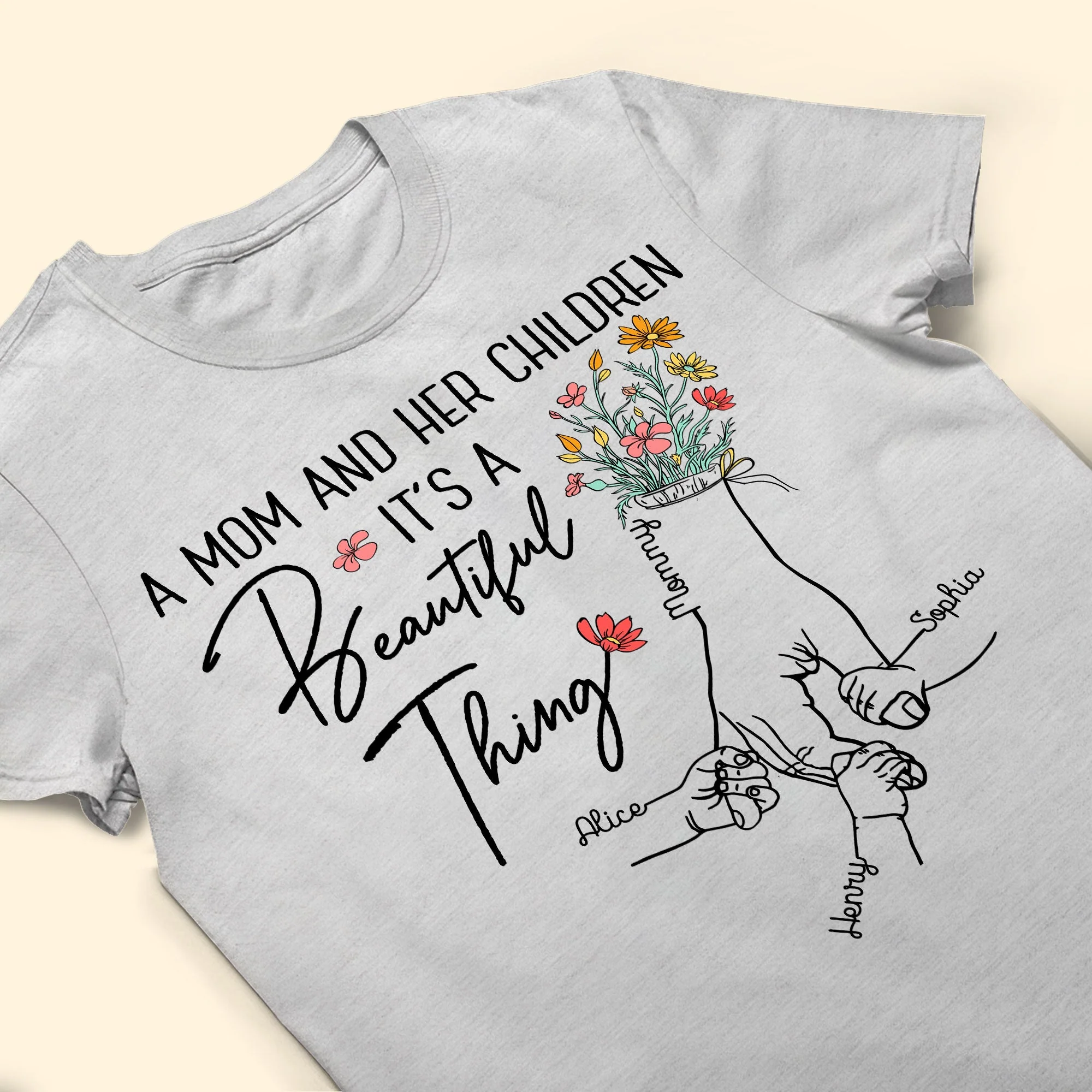 A Mom And Her Children - Personalized Shirt - Image 3