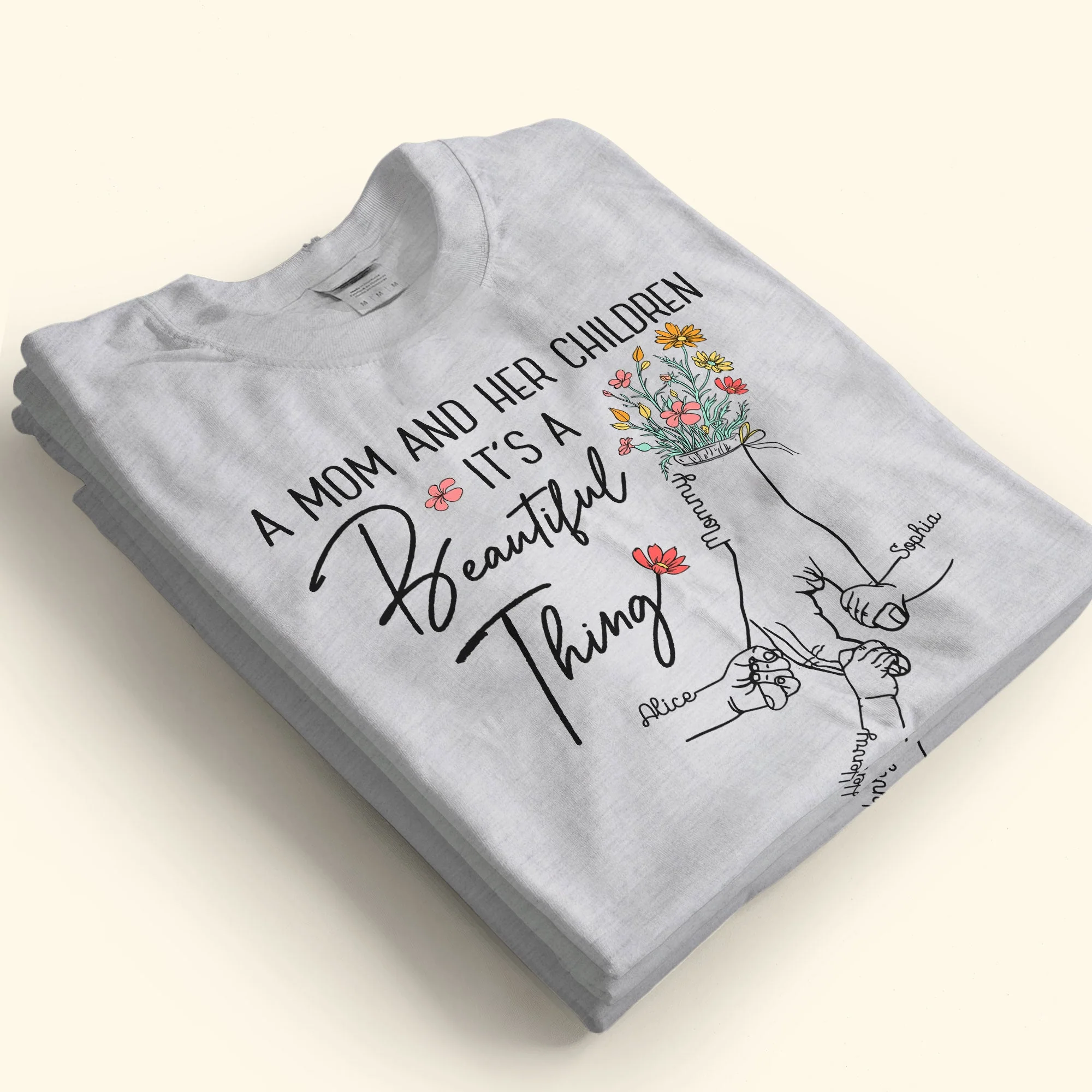 A Mom And Her Children - Personalized Shirt - Image 4