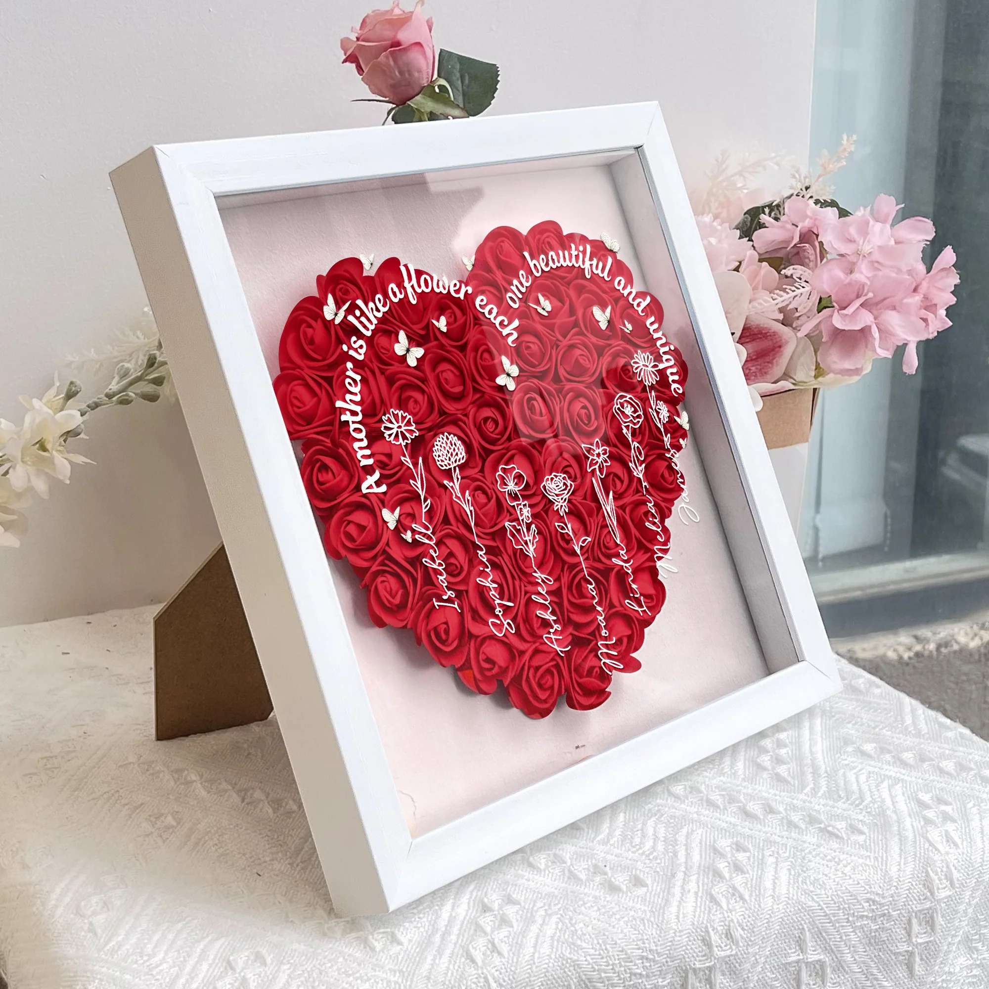 A Mother Is Like A Flower - Personalized Flower Shadow Box - Image 3