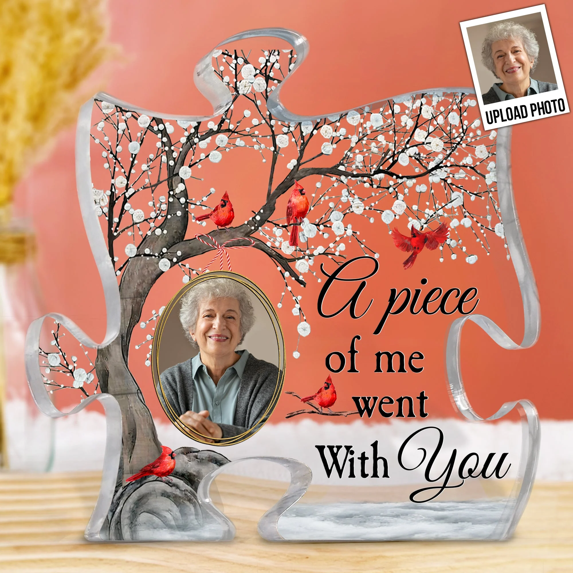 A Piece Of Me Went With You - Personalized Acrylic Photo Plaque - Image 2