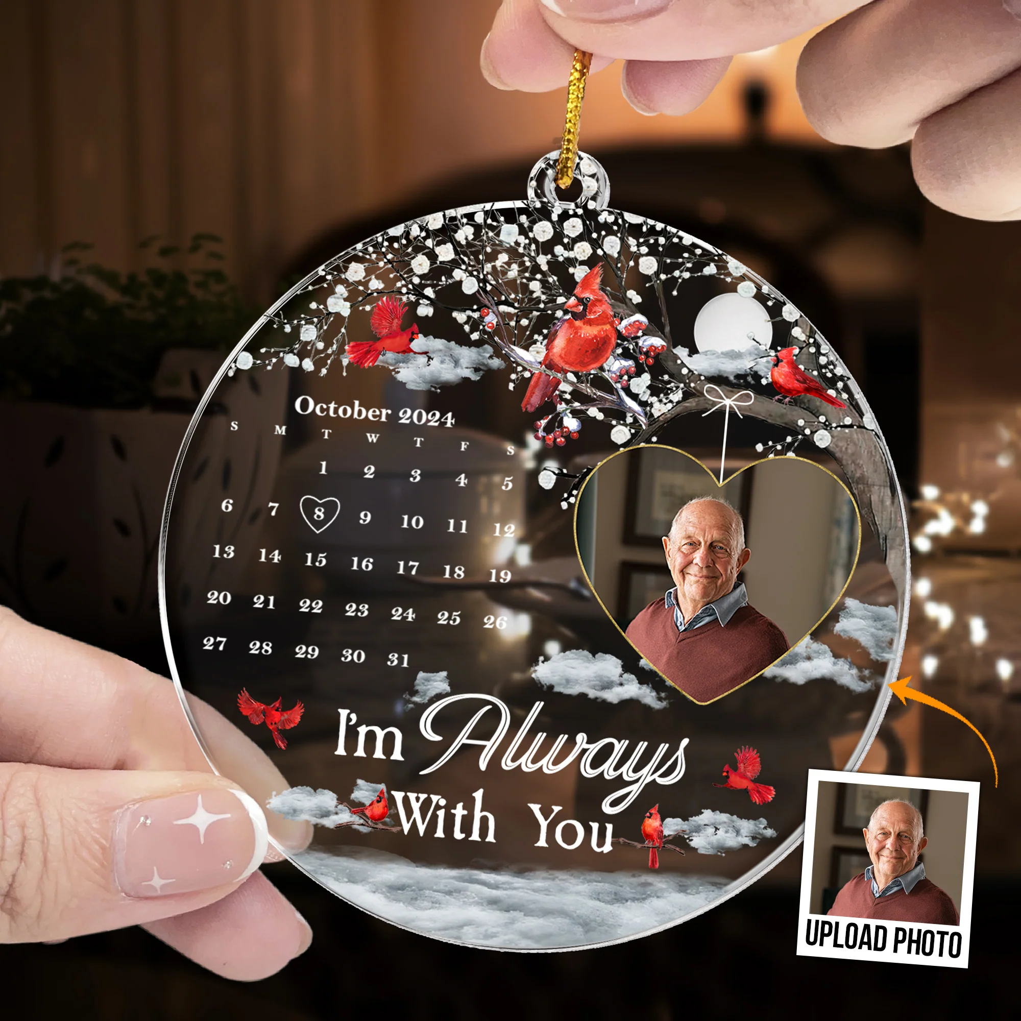 A Piece Of My Heart Left The Day God Called You Home - Personalized Acrylic Photo Ornament - Image 4