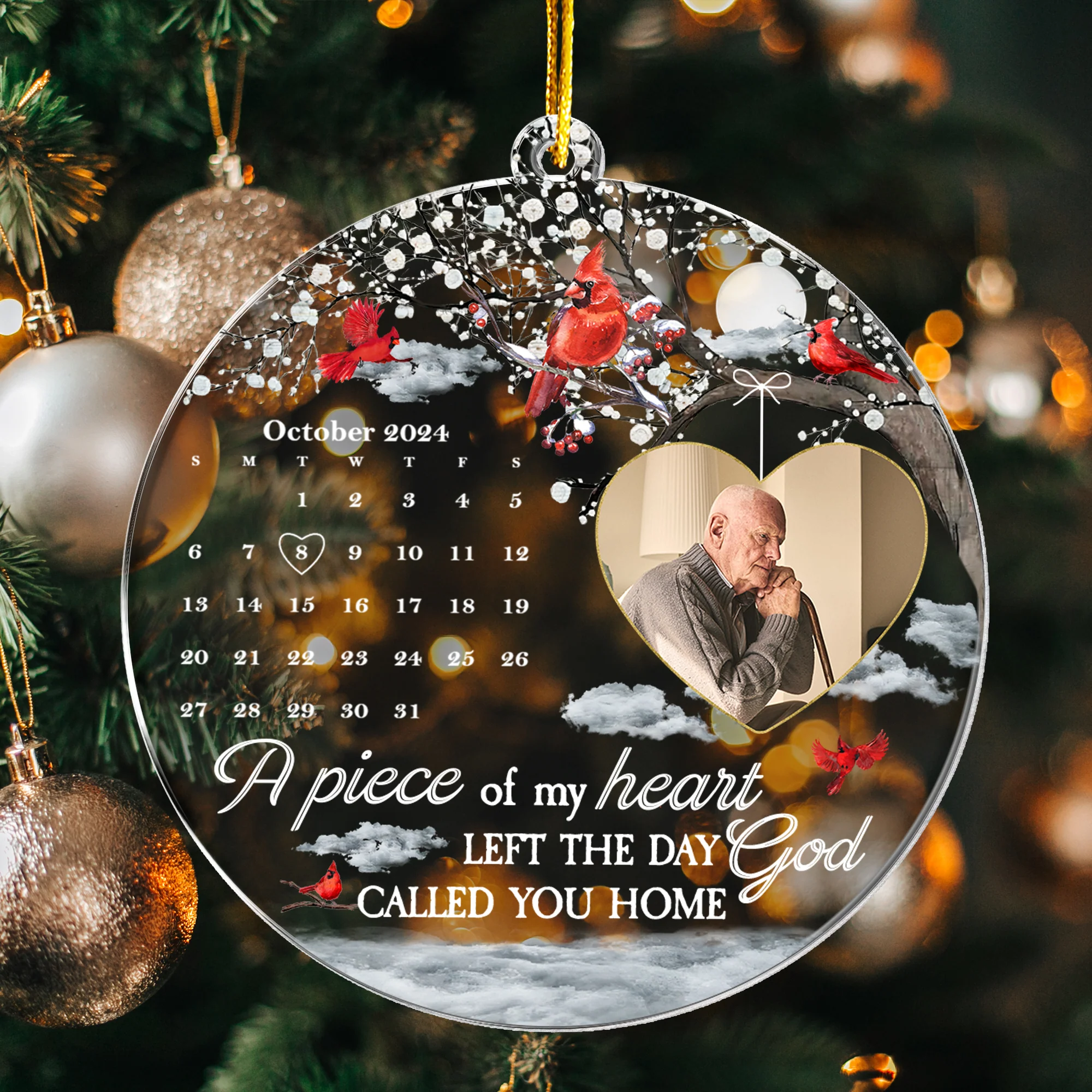 A Piece Of My Heart Left The Day God Called You Home - Personalized Acrylic Photo Ornament - Image 5