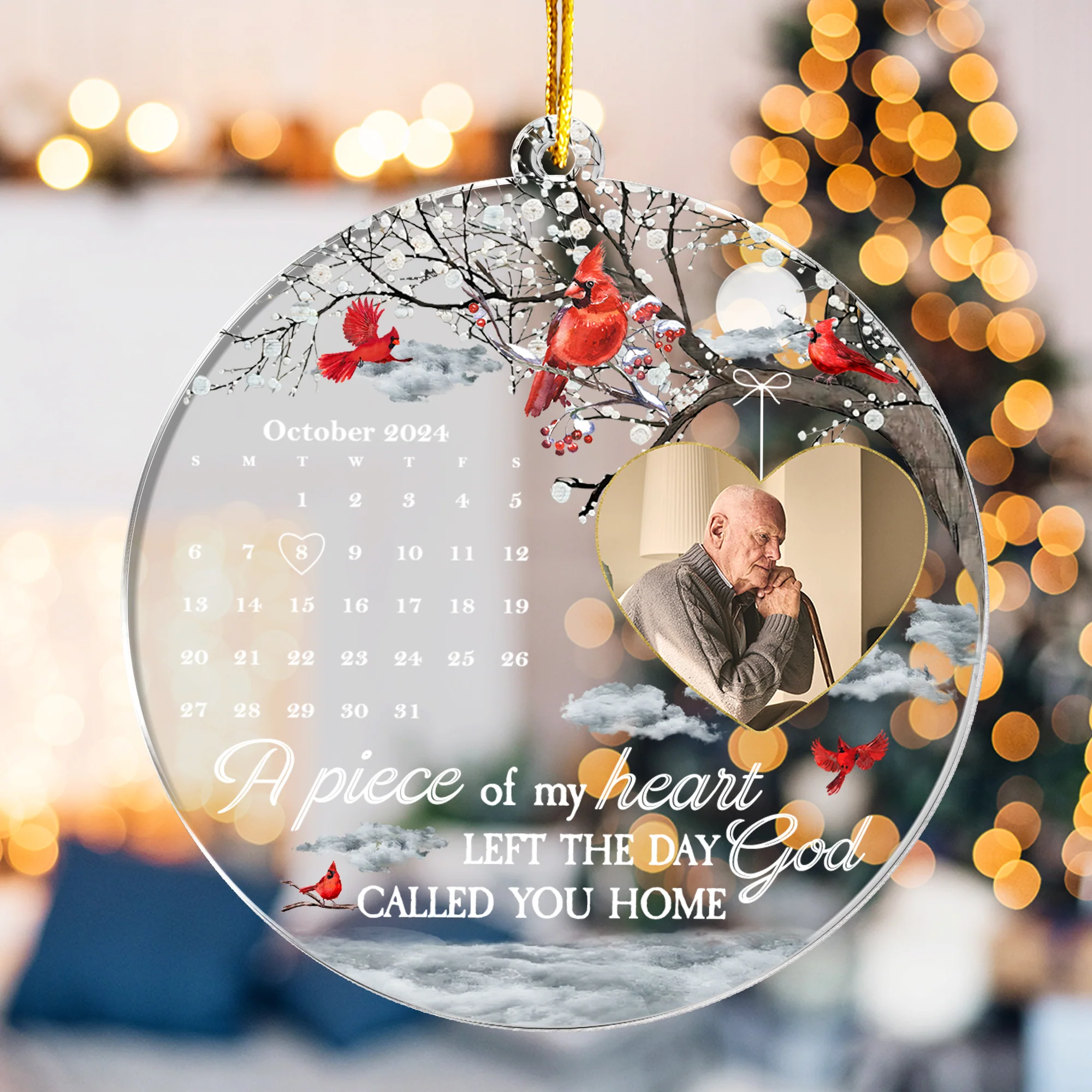 A Piece Of My Heart Left The Day God Called You Home - Personalized Acrylic Photo Ornament - Image 6