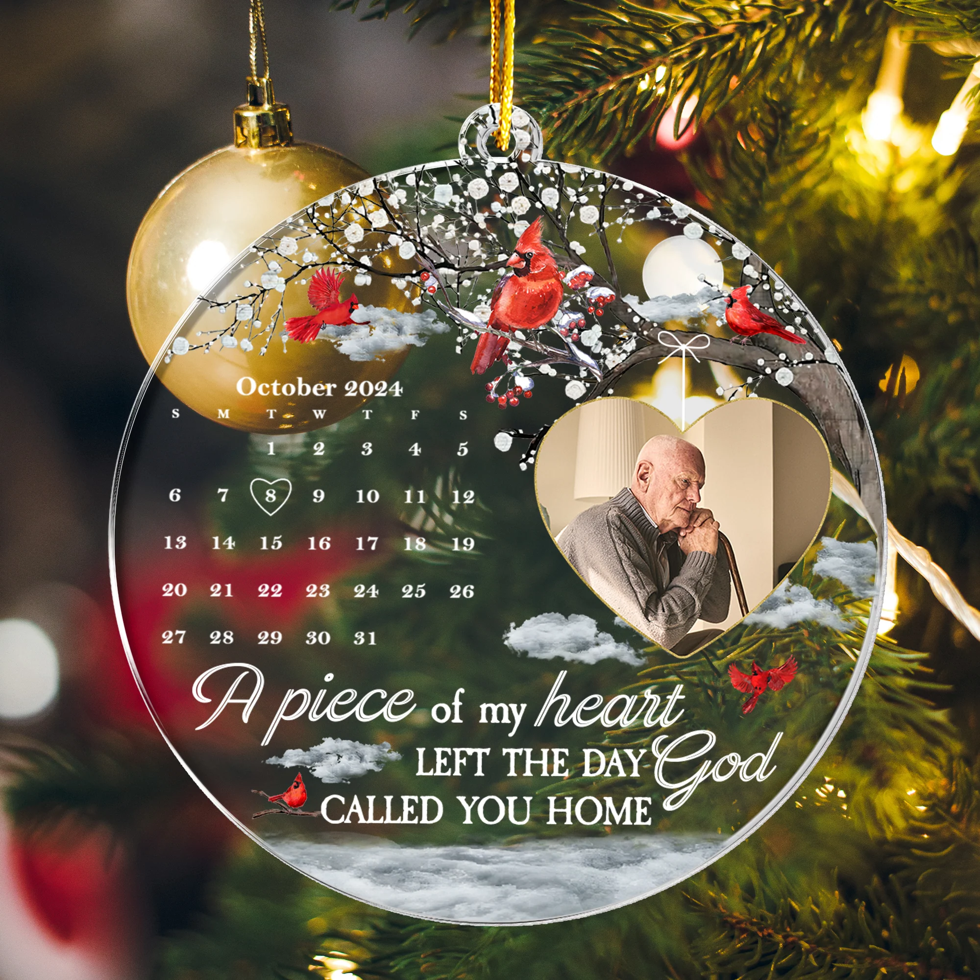 A Piece Of My Heart Left The Day God Called You Home - Personalized Acrylic Photo Ornament - Image 7