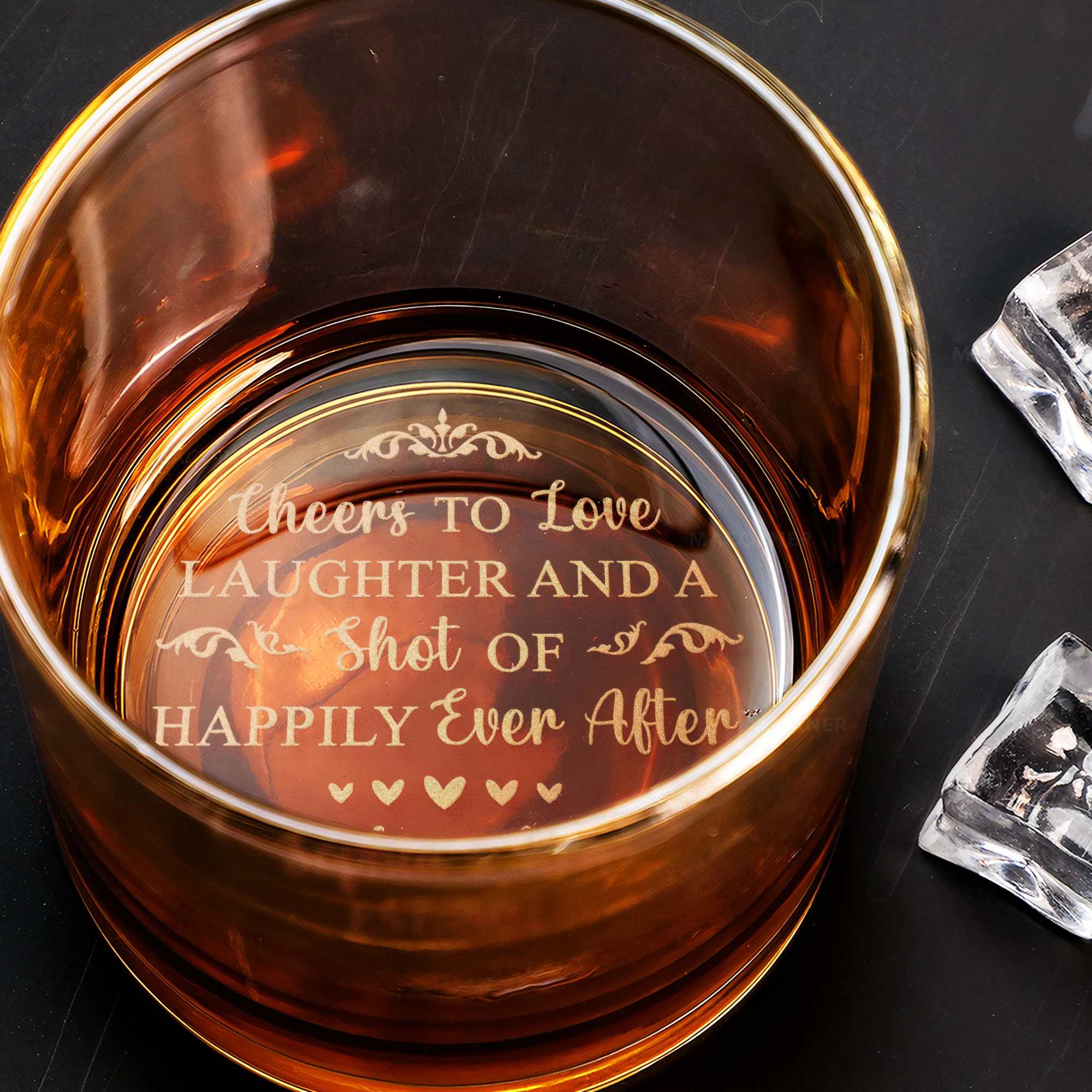 A Shot Of Happily Ever After Wedding Gift - Personalized Engraved Whiskey Glass - Image 2