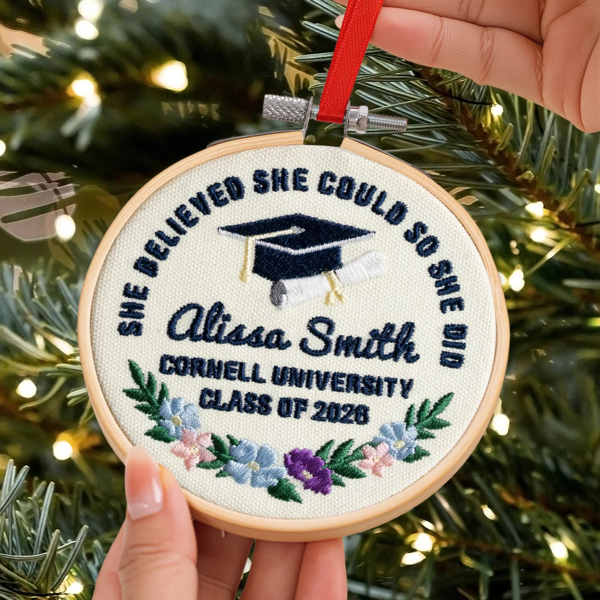 A Sweet Ending To A New Beginning Graduation Gift - Personalized Embroidered Ornament - Image 2