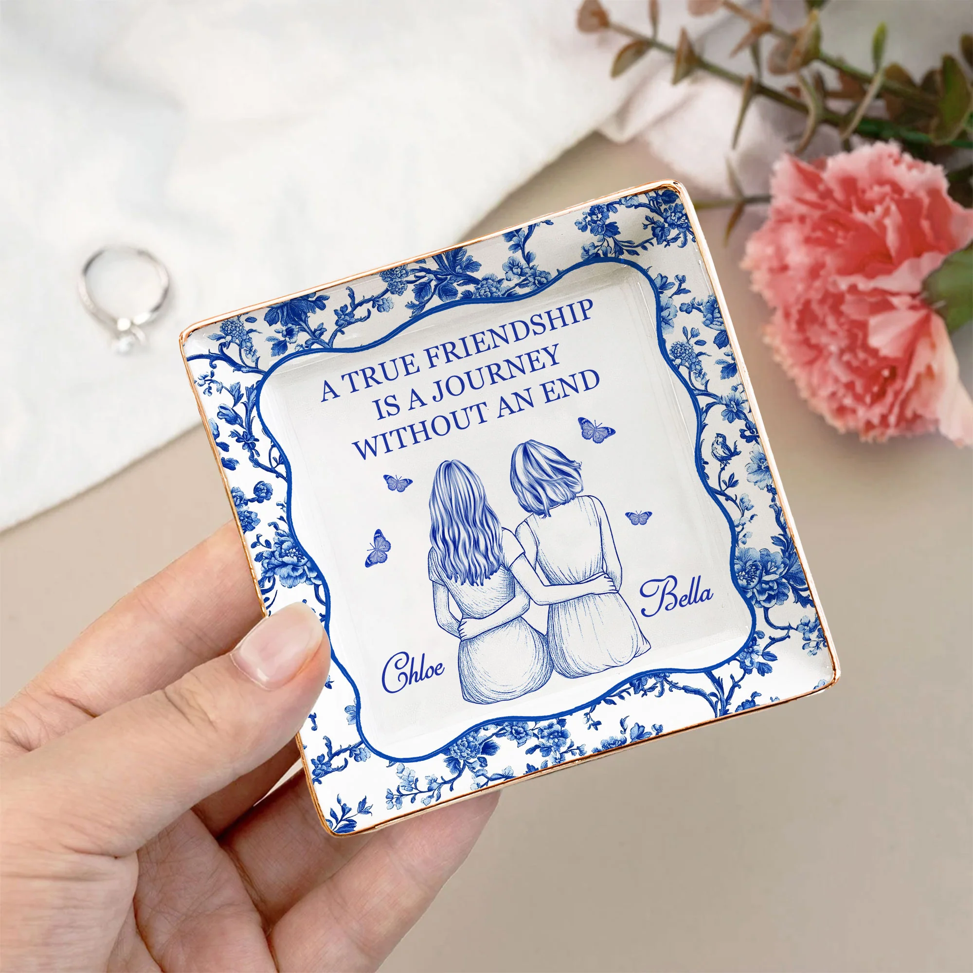 A True Friendship Is A Journey - Personalized Jewelry Dish - Image 3