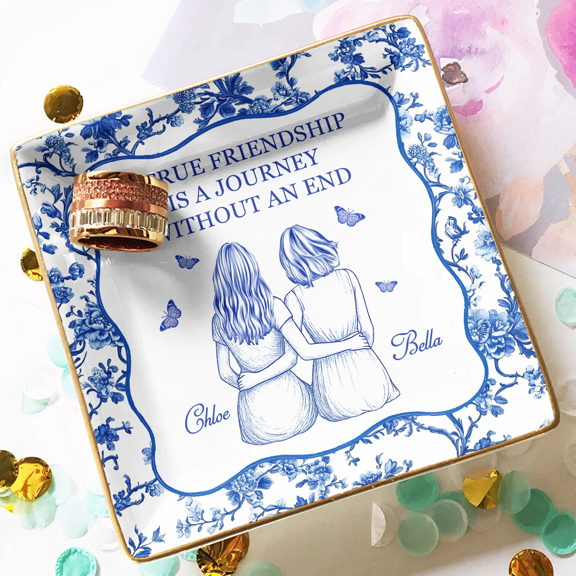 A True Friendship Is A Journey - Personalized Jewelry Dish - Image 4