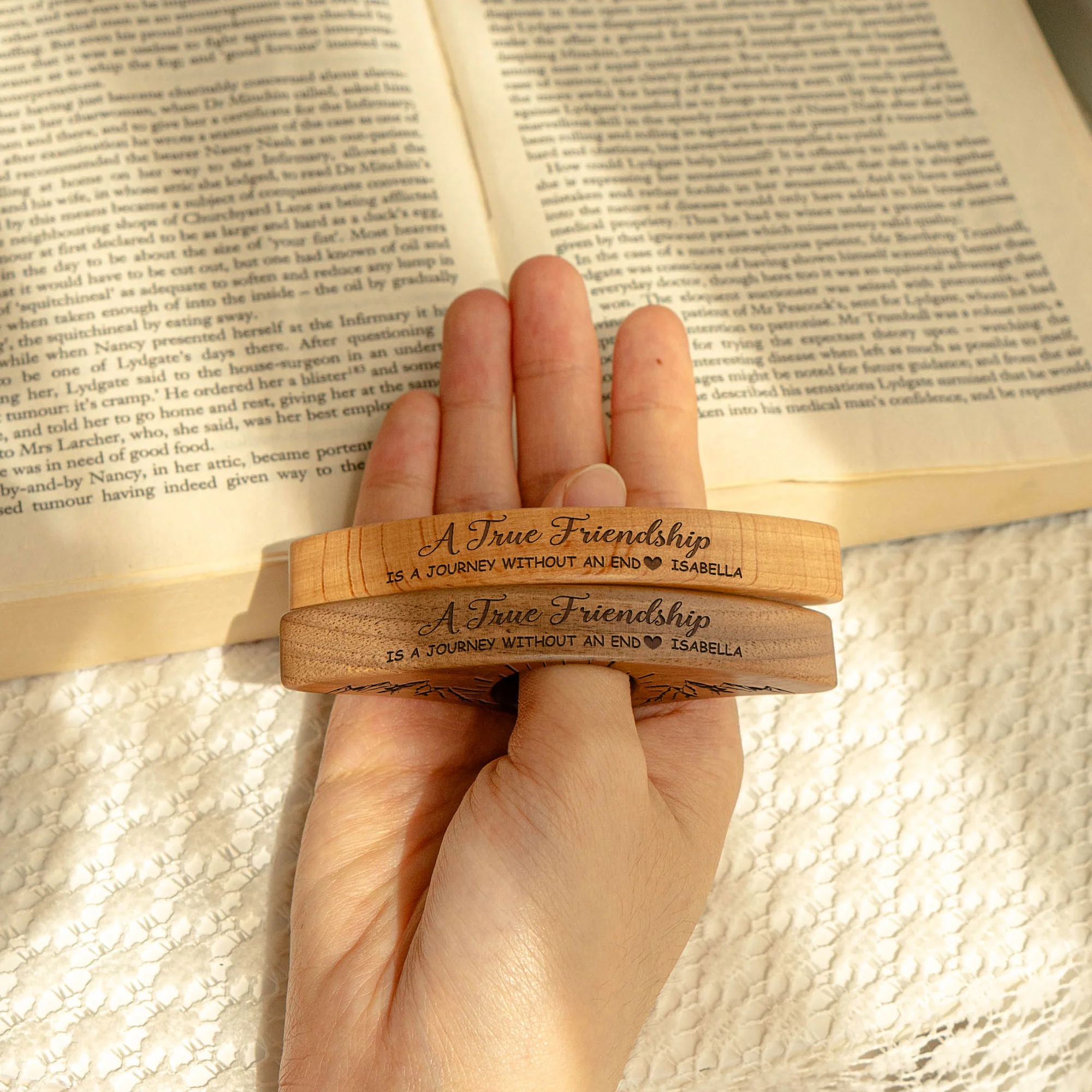 A True Friendship Is A Journey Without An End - Personalized Book Page Holder - Image 4
