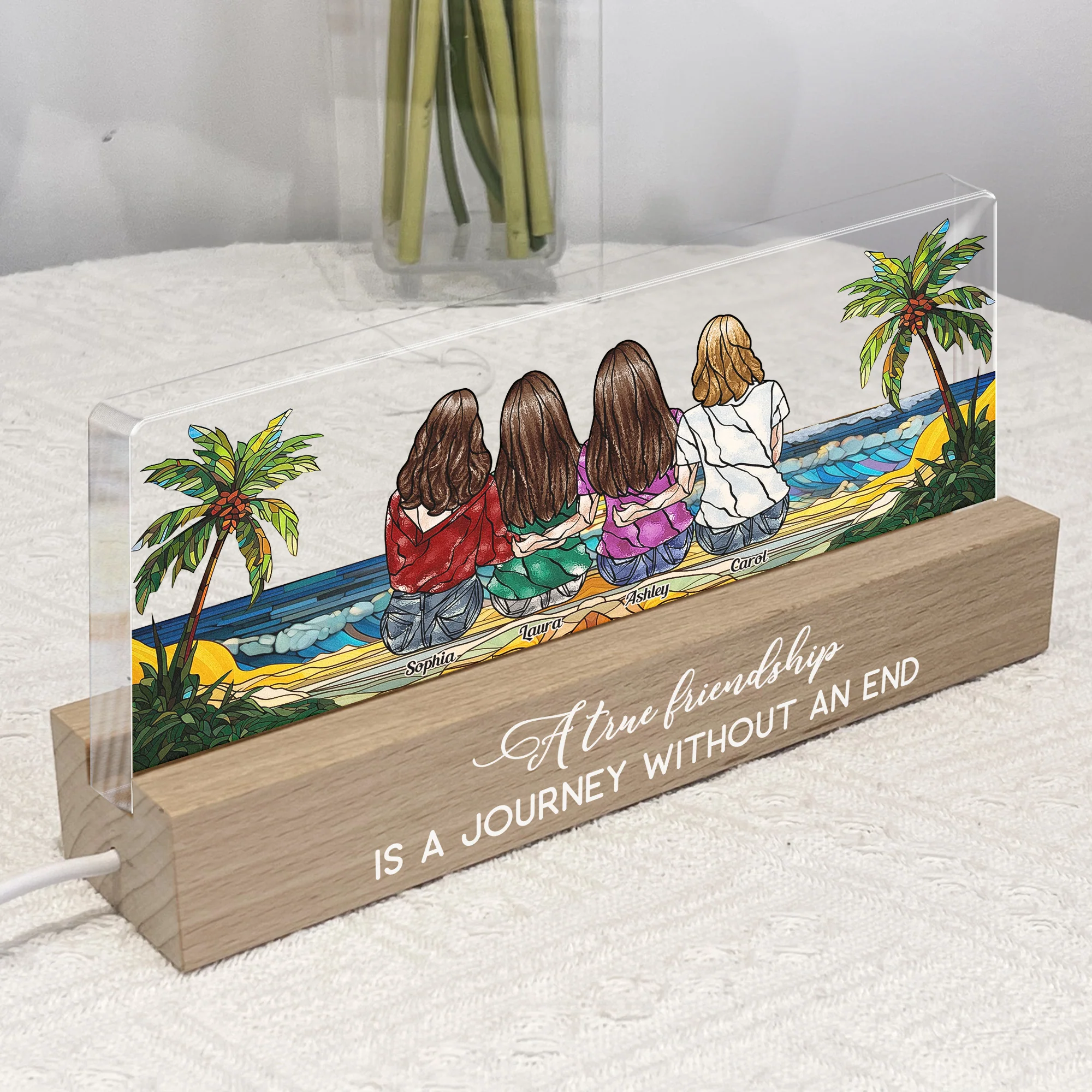 A True Friendship Is A Journey Without An End - Personalized LED Night Light - Image 2