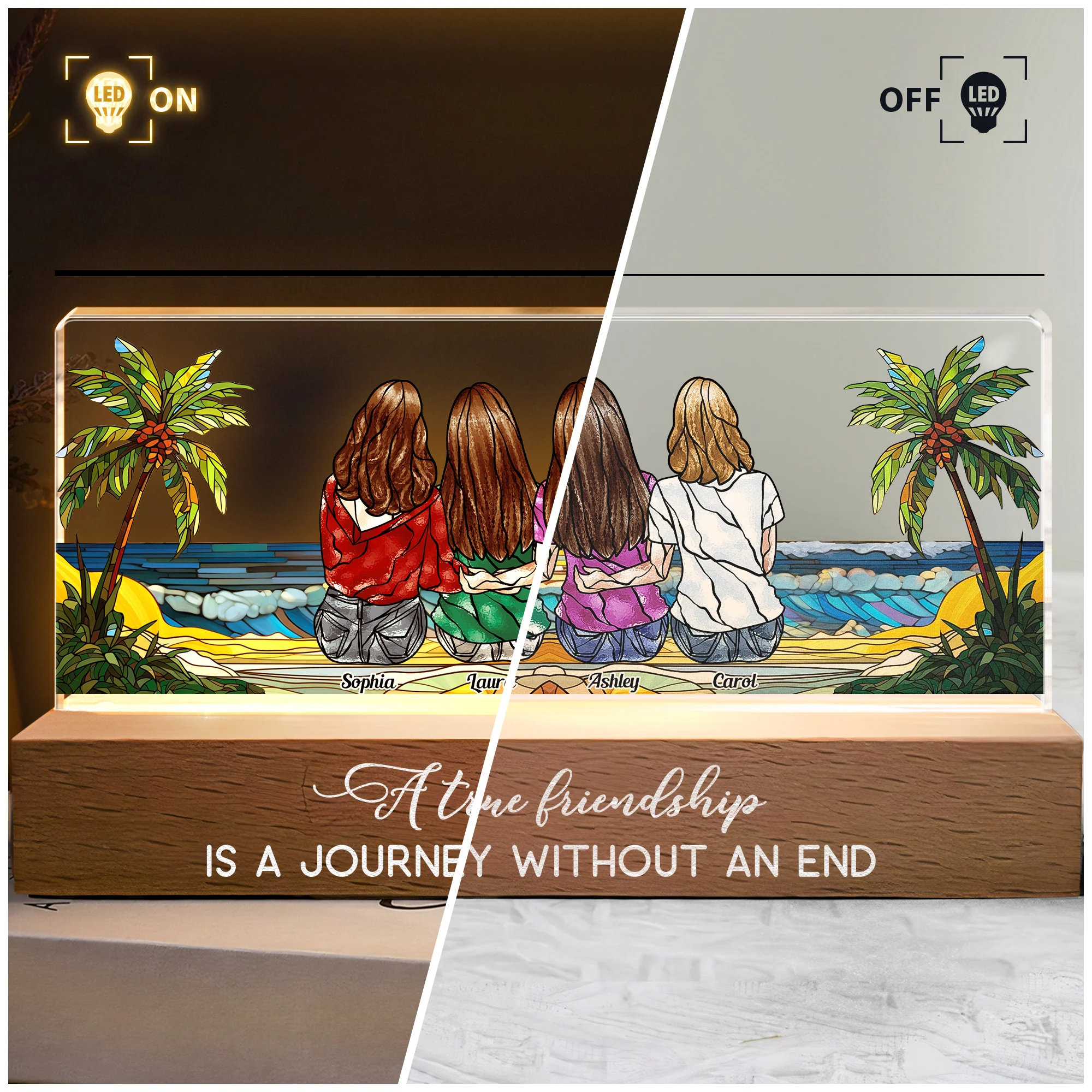 A True Friendship Is A Journey Without An End - Personalized LED Night Light - Image 3