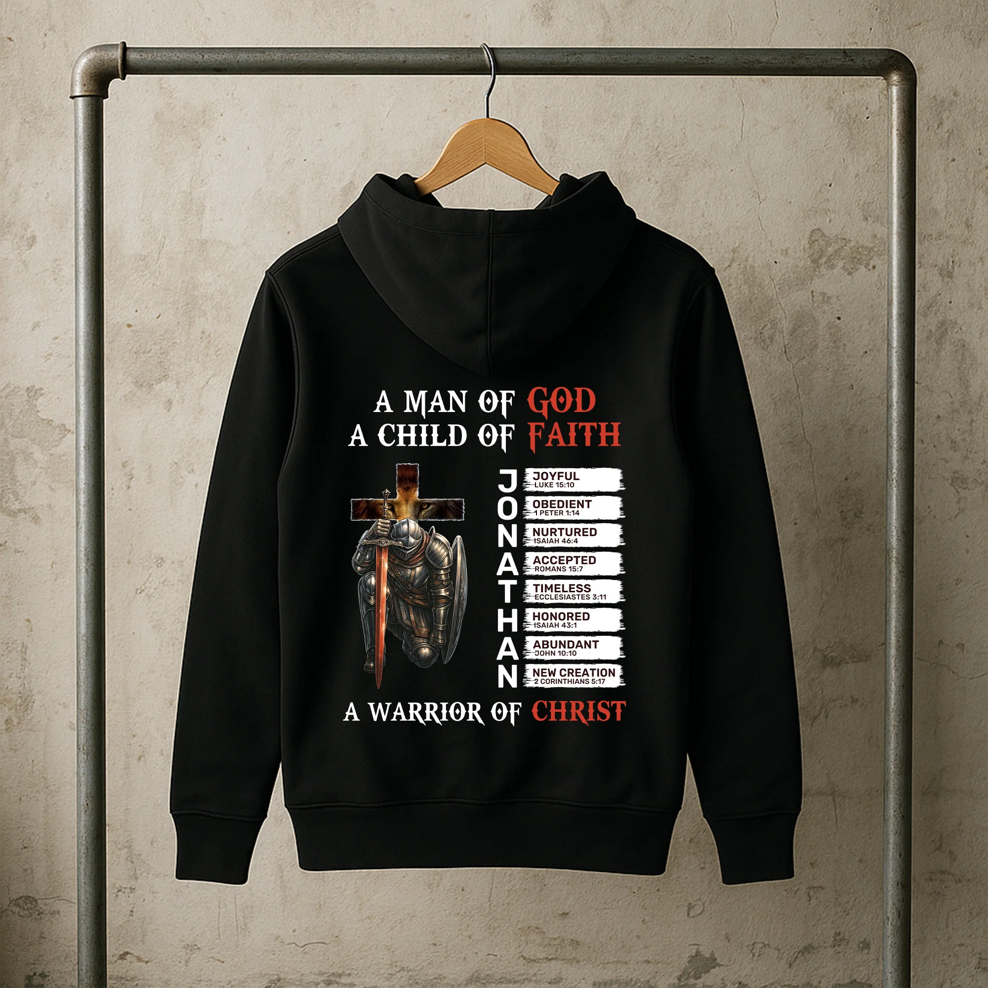 A Warrior Of Christ With Name Letter In Bible - Personalized Back Printed Hoodie - Image 2