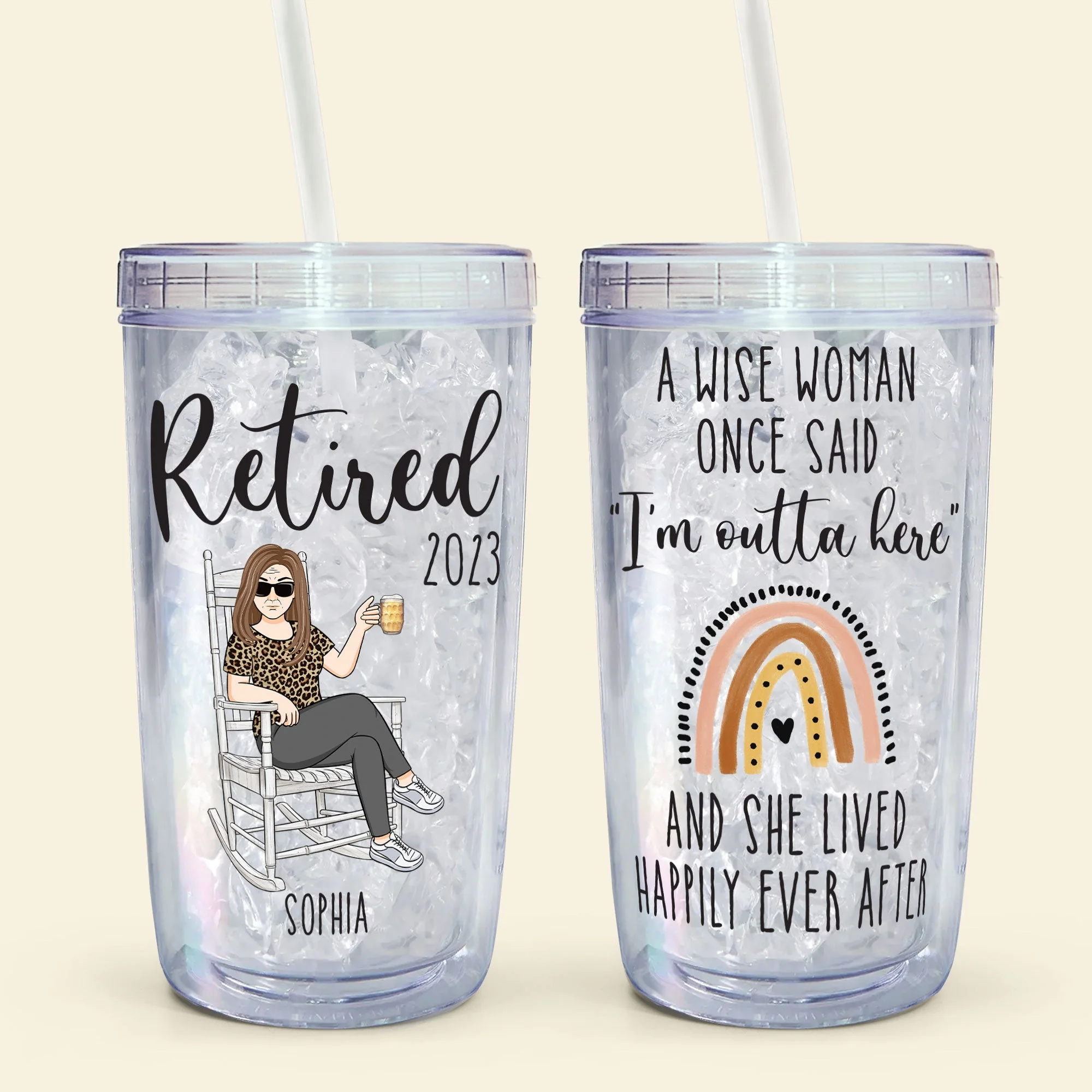 A Wise Woman Once Said "I'm Outta Here" - Personalized Acrylic Tumbler With Straw - Image 6