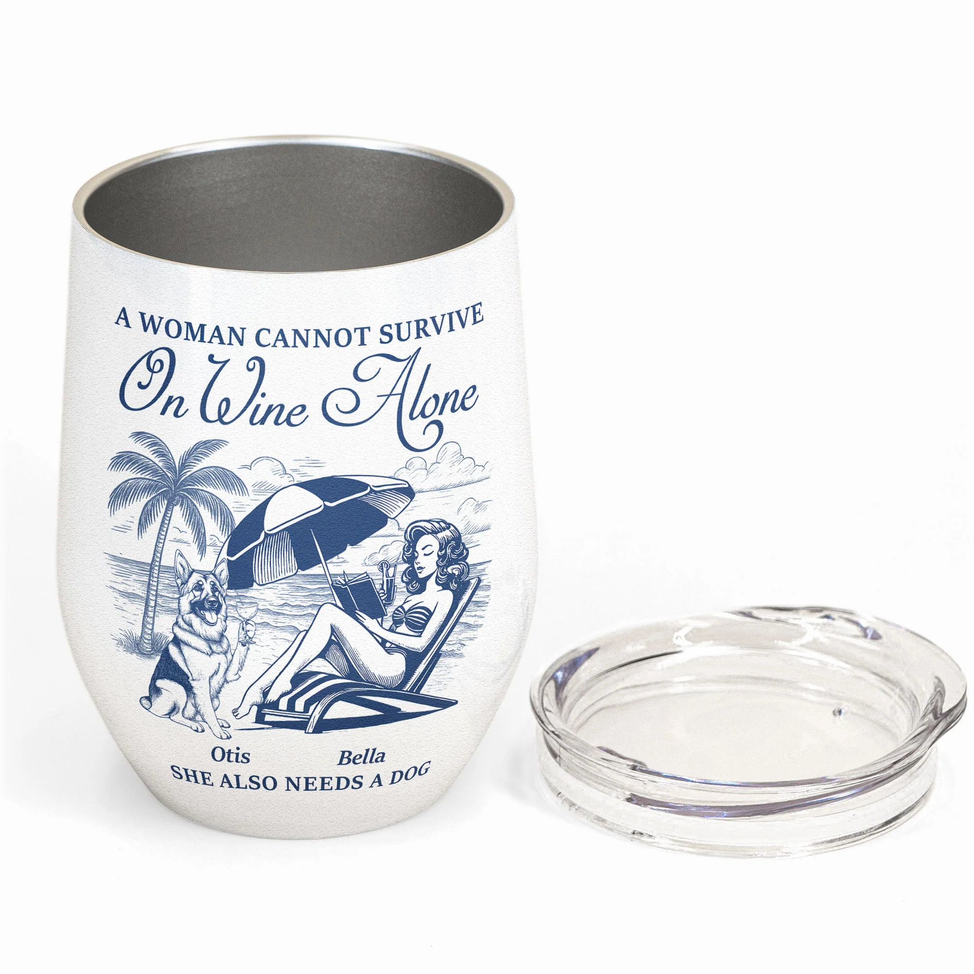 A Woman Cannot Survive On Wine Alone - Personalized Wine Tumbler - Image 3