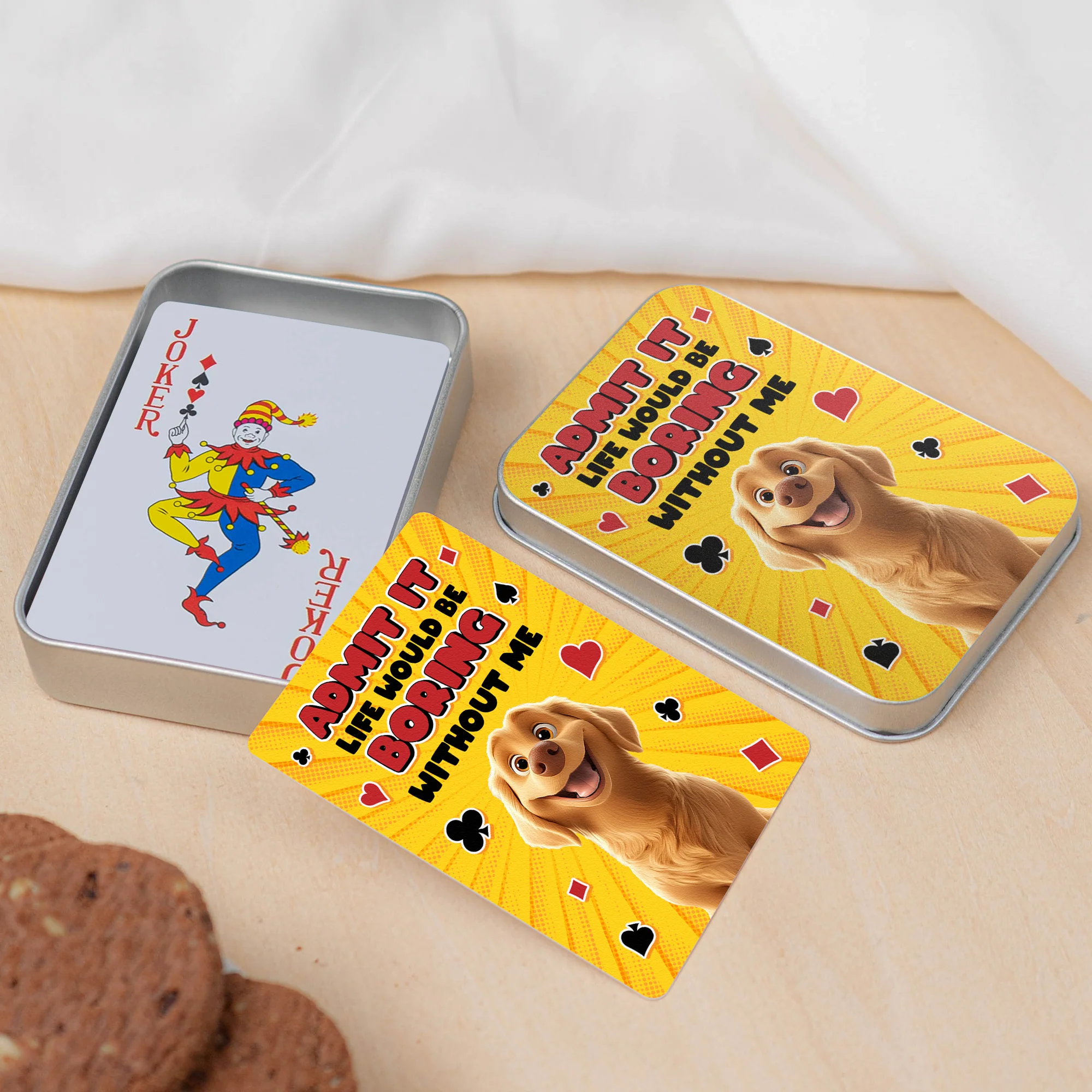 Admit It Life Would Be Boring Without Me Dog Lovers - Personalized Playing Cards With Metal Box - Image 3