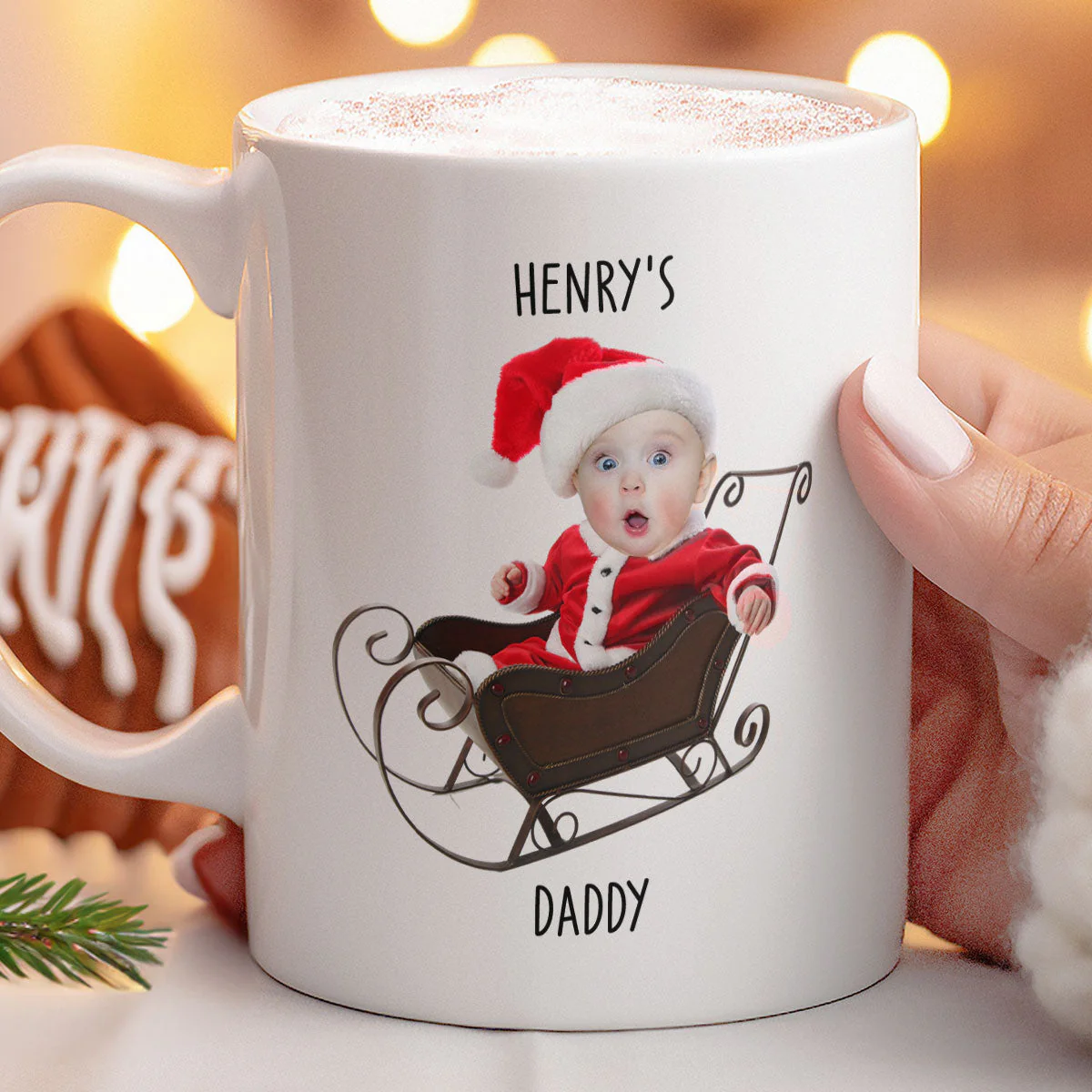 Adorable Baby Santa - Personalized Photo Mug - Image 2