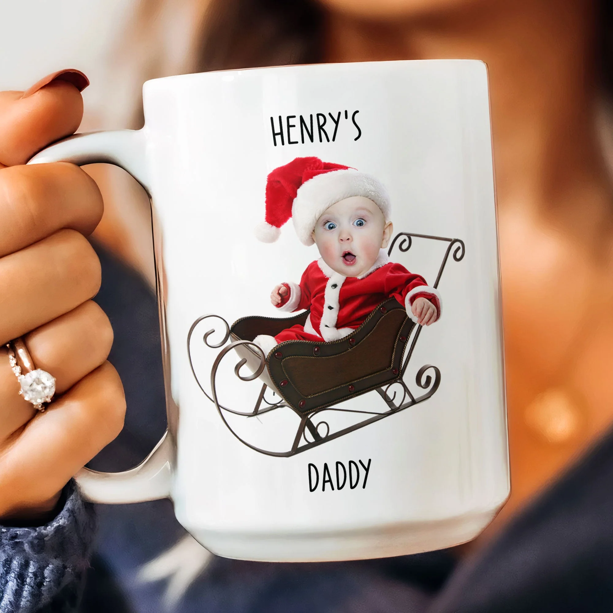 Adorable Baby Santa - Personalized Photo Mug - Image 5
