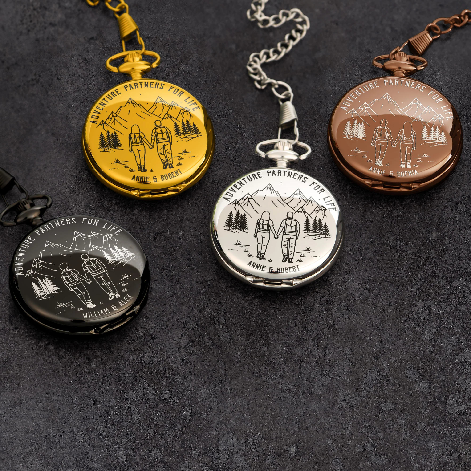 Adventure Partners For Life Camping Couple - Personalized Pocket Watch - Image 3