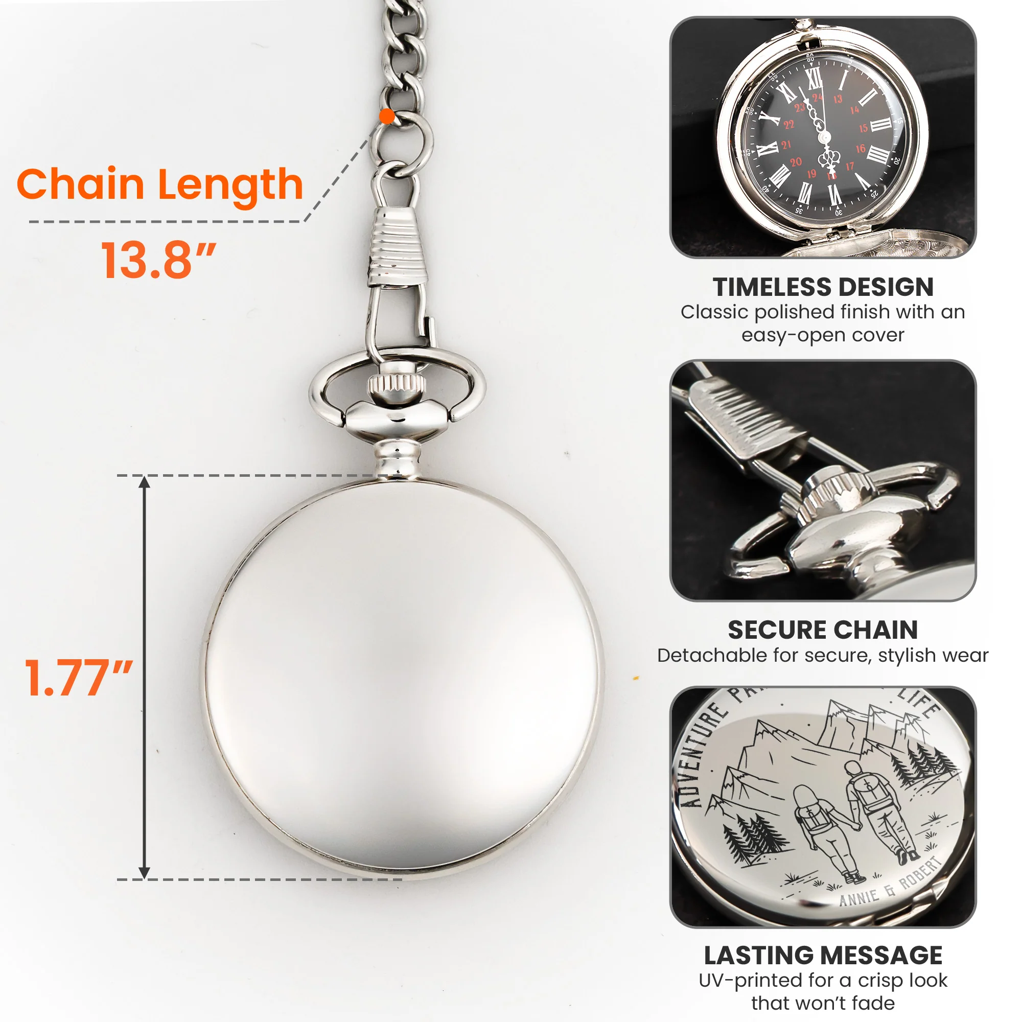 Adventure Partners For Life Camping Couple - Personalized Pocket Watch - Image 5