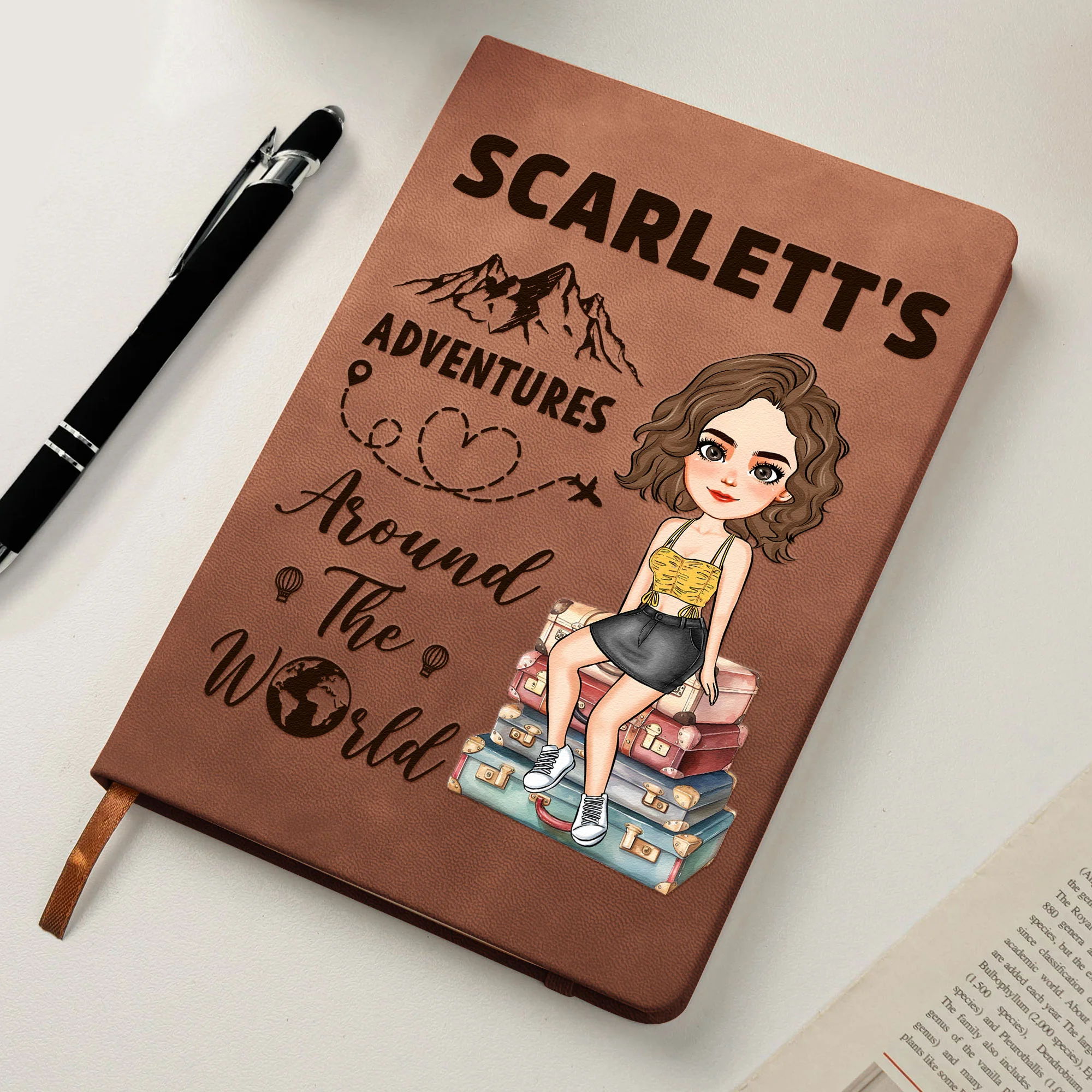 Adventures Around The World - Personalized Leather Journal - Image 6