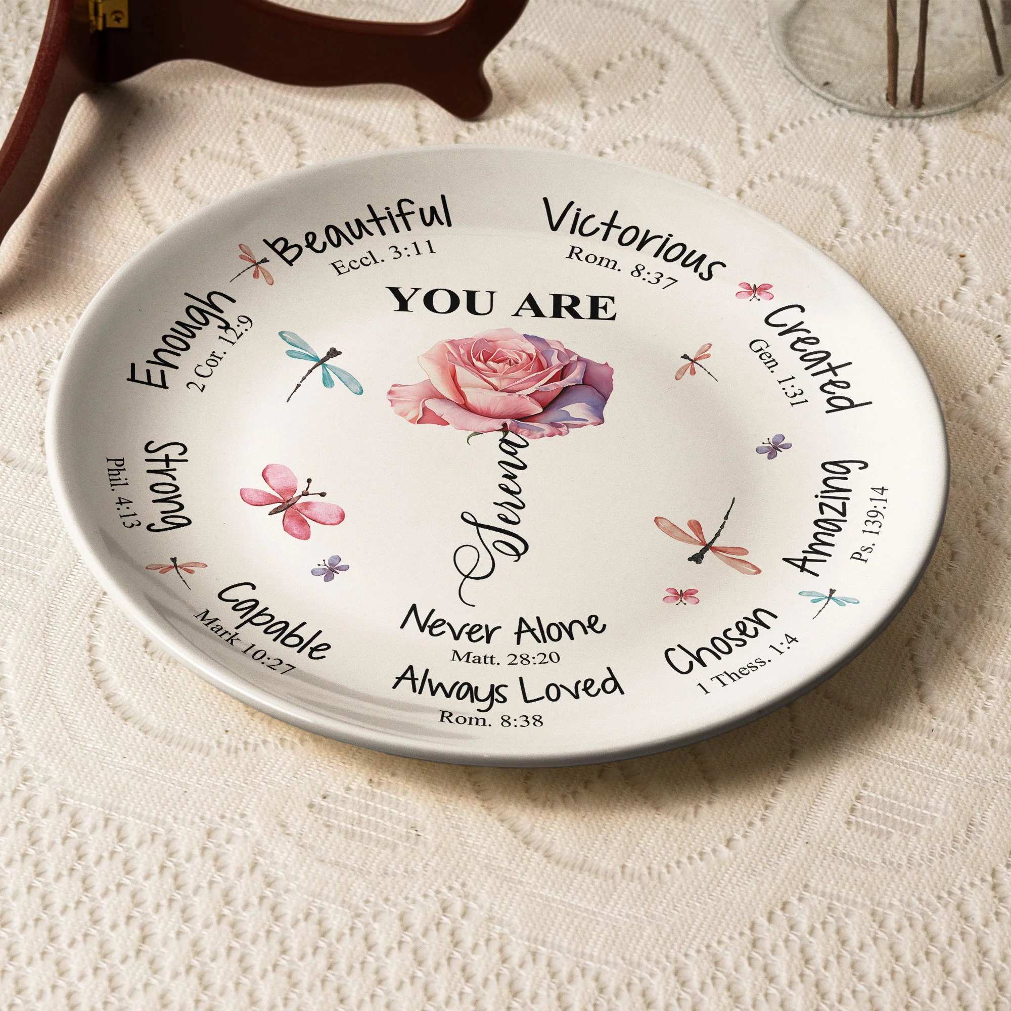 Affirmation Gift God Says You Are Custom Birth Flower - Personalized Ceramic Plate - Image 4