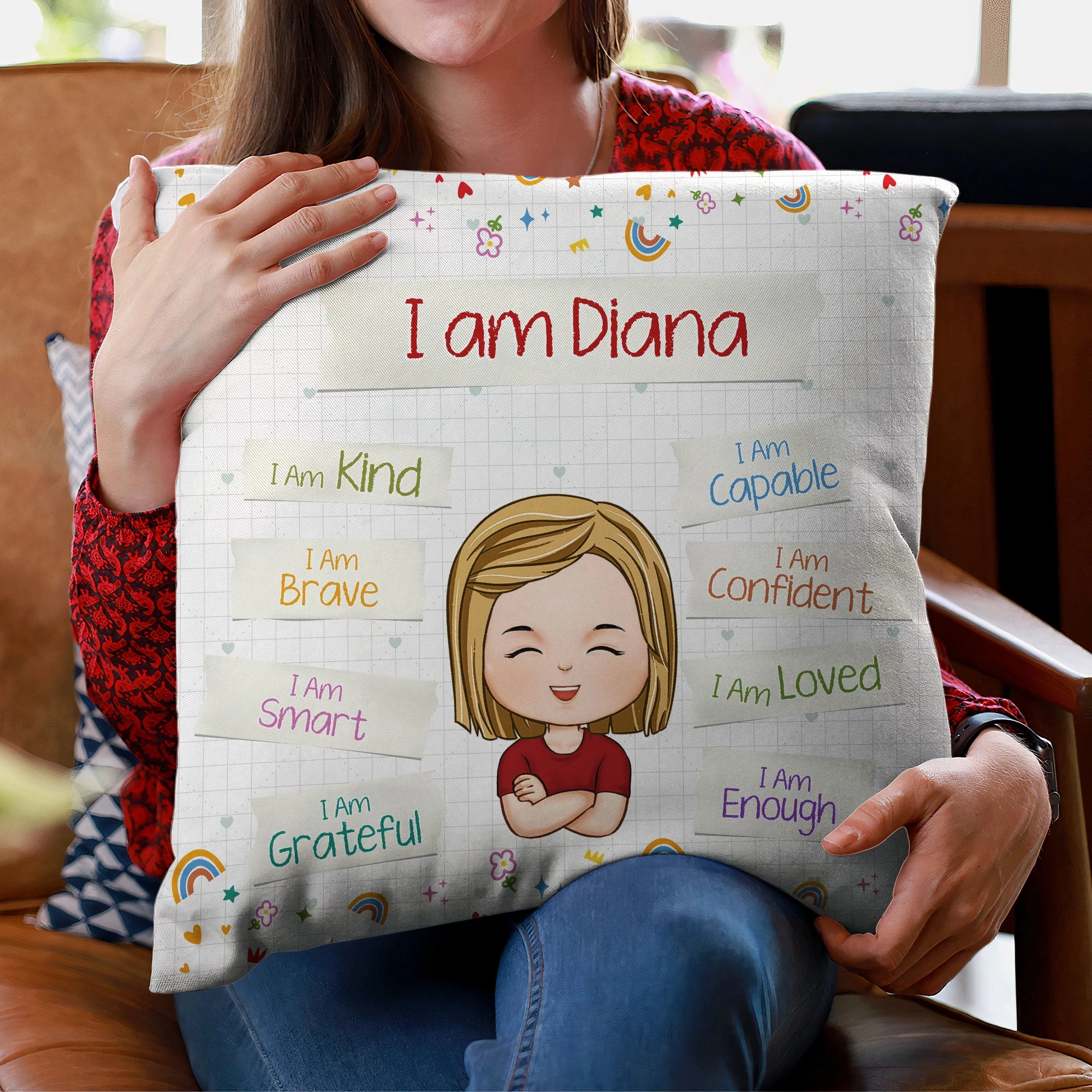 Affirmations I Am Kind I Am Loved - Personalized Pillow (Insert Included) - Image 3