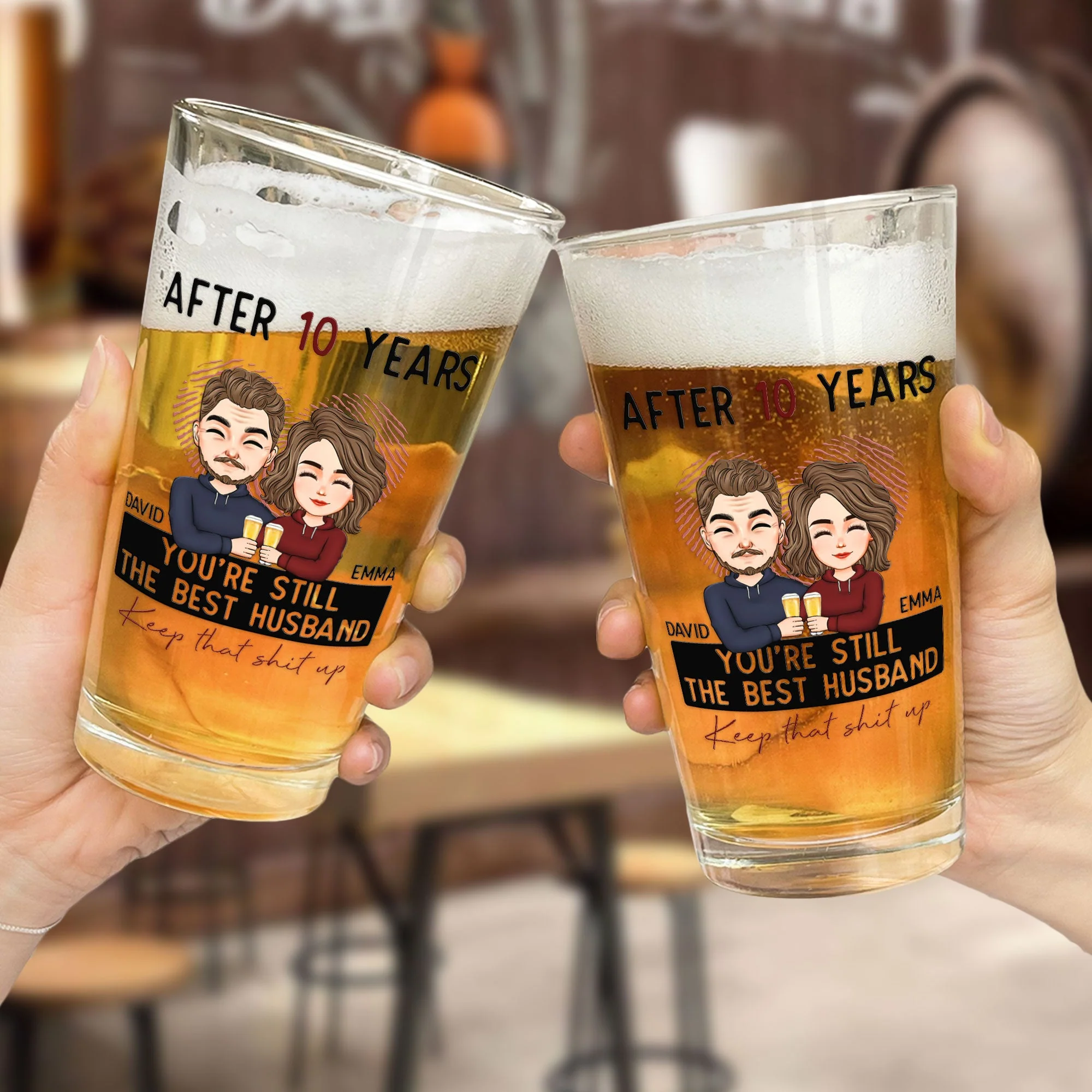 After 10 Years You're Still The Best Husband - Personalized Beer Glass - Image 2