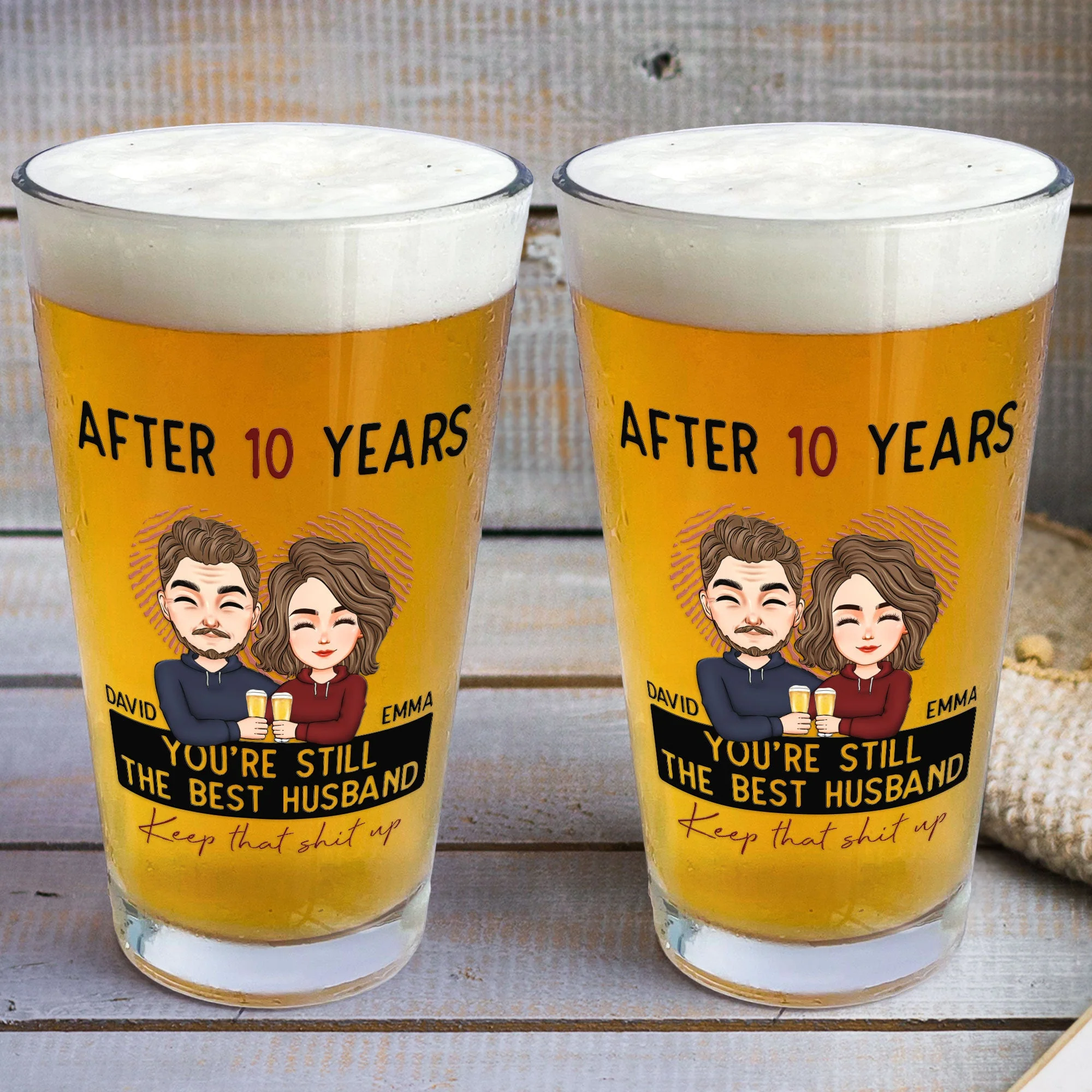 After 10 Years You're Still The Best Husband - Personalized Beer Glass - Image 3