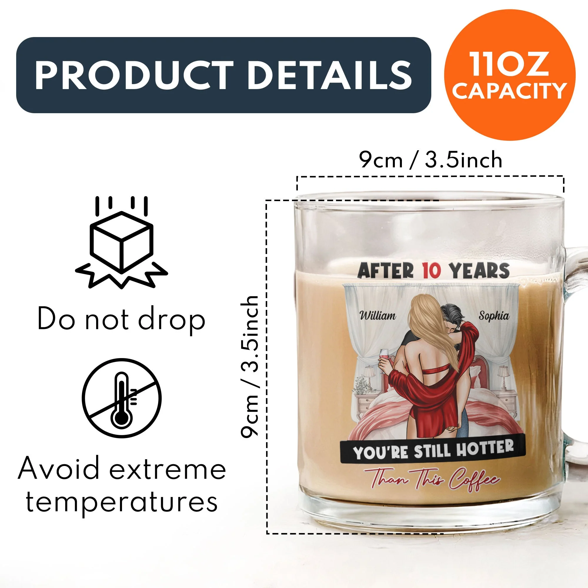 After Years You're Still Hotter Than This Coffee - Personalized Glass Mug - Image 5