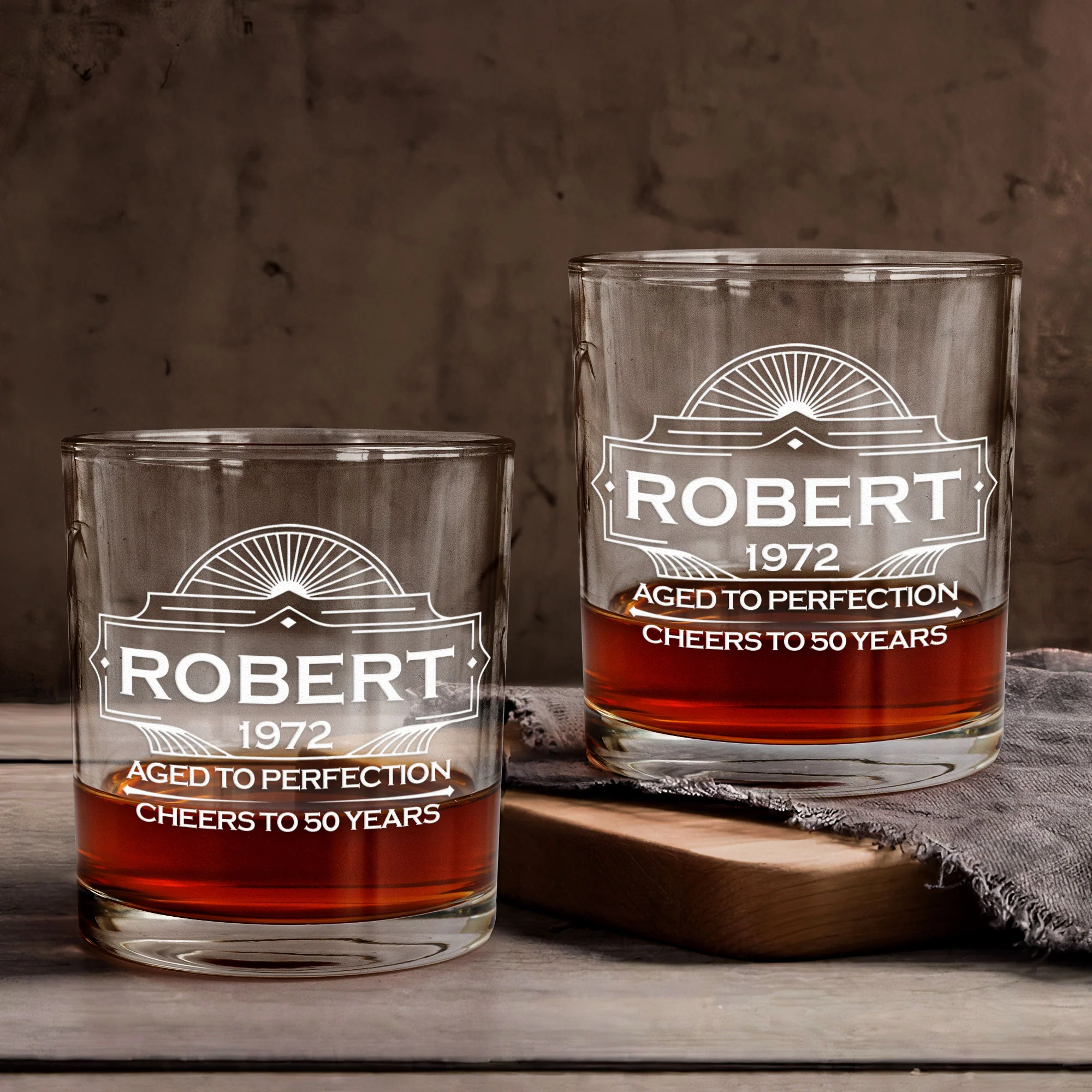 Aged To Perfection Birthday Gift - Personalized Whiskey Glass - Image 2