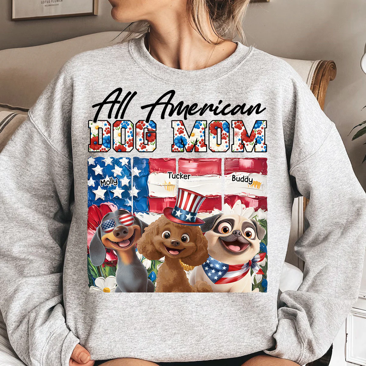 All American Dog Mom- Personalized Shirt - Image 4