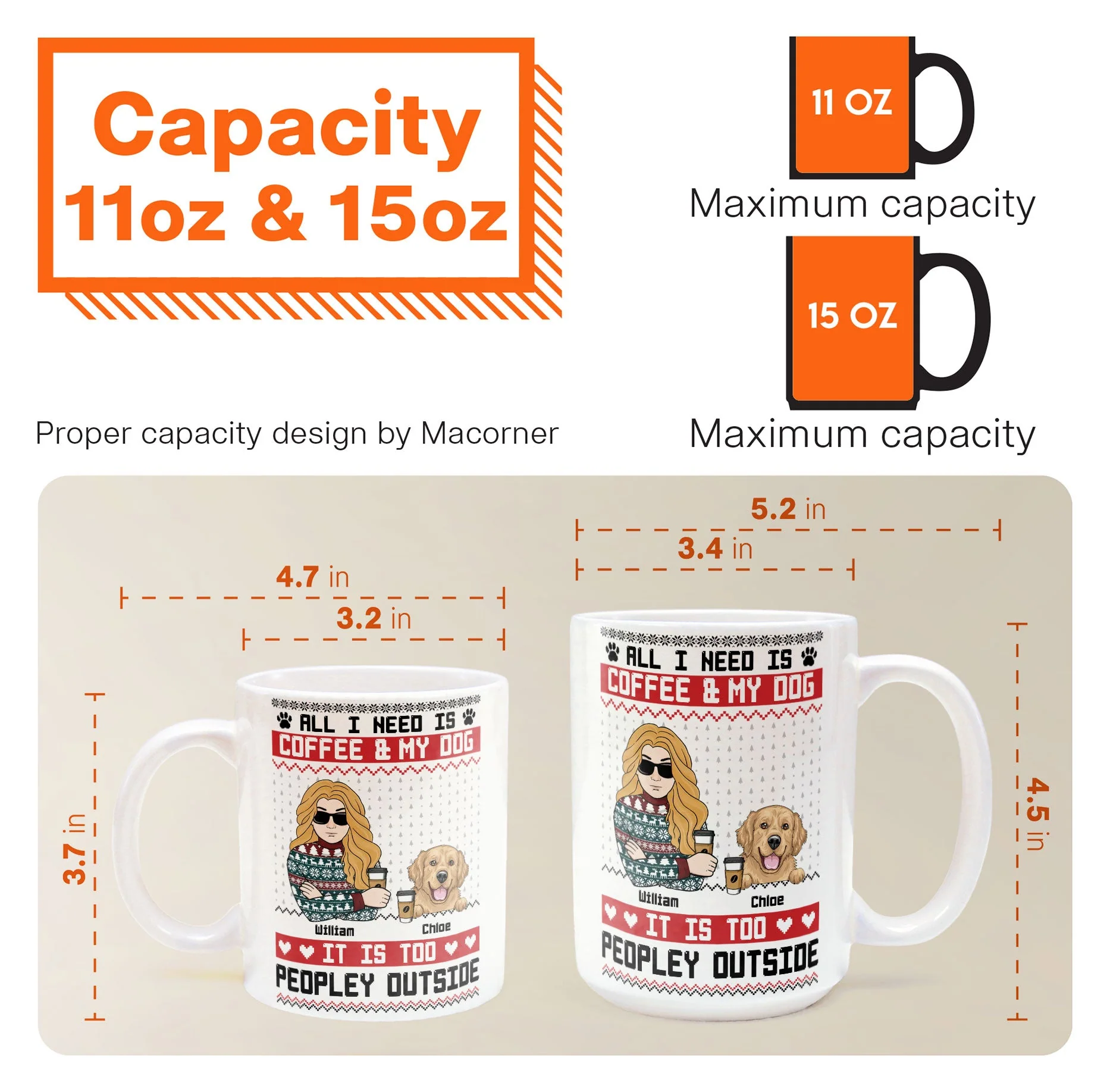 All I Need Is Coffee & My Dog It Is Too Peopley Outside - Personalized Mug - Image 7