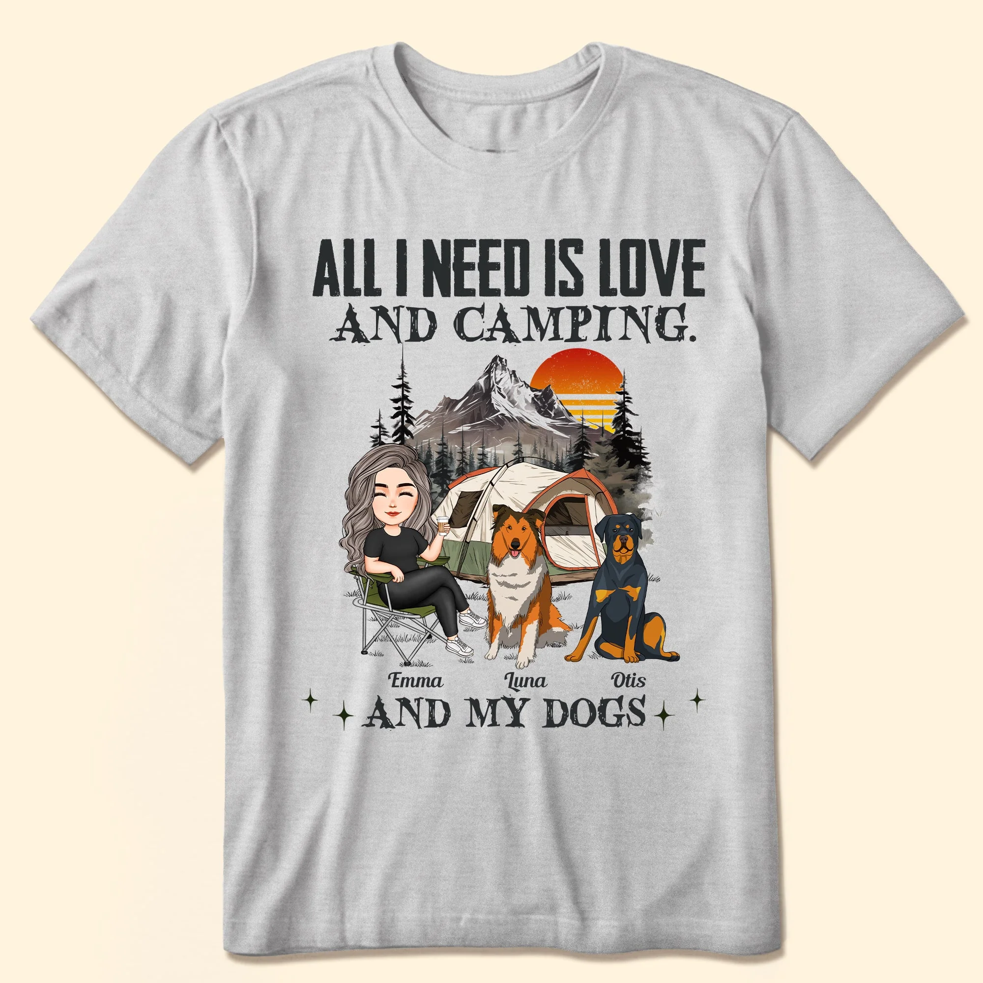 All I Need Is Love, Camping & Dogs - Personalized Shirt - Image 2