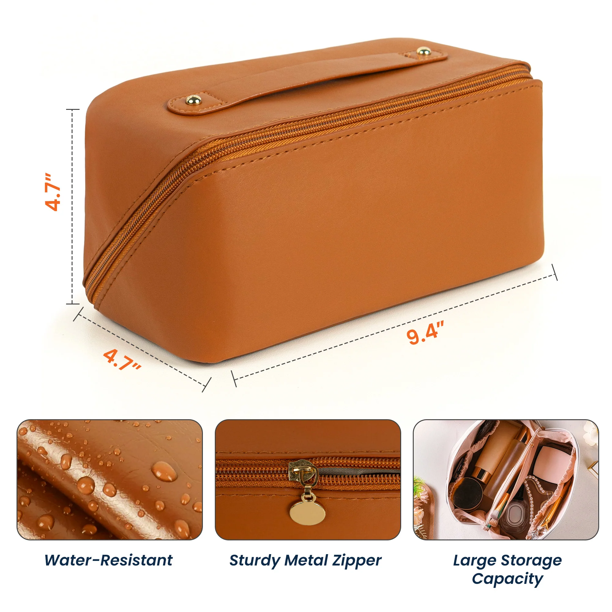 All My Cruise Crap - Personalized Leather Makeup Bag - Image 7