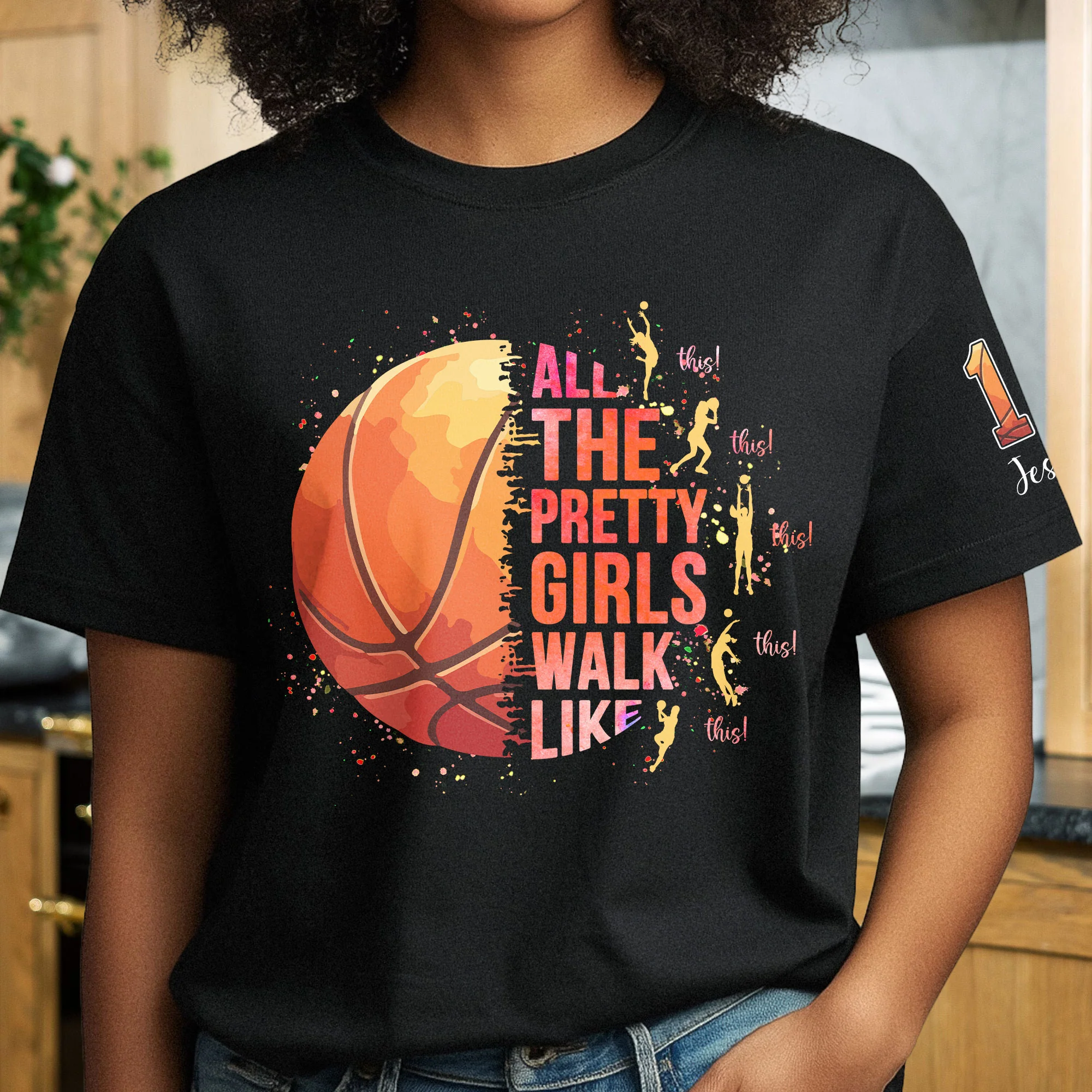 All The Pretty Girls Walk Like This, Basketball Girl - Personalized Shirt - Image 4